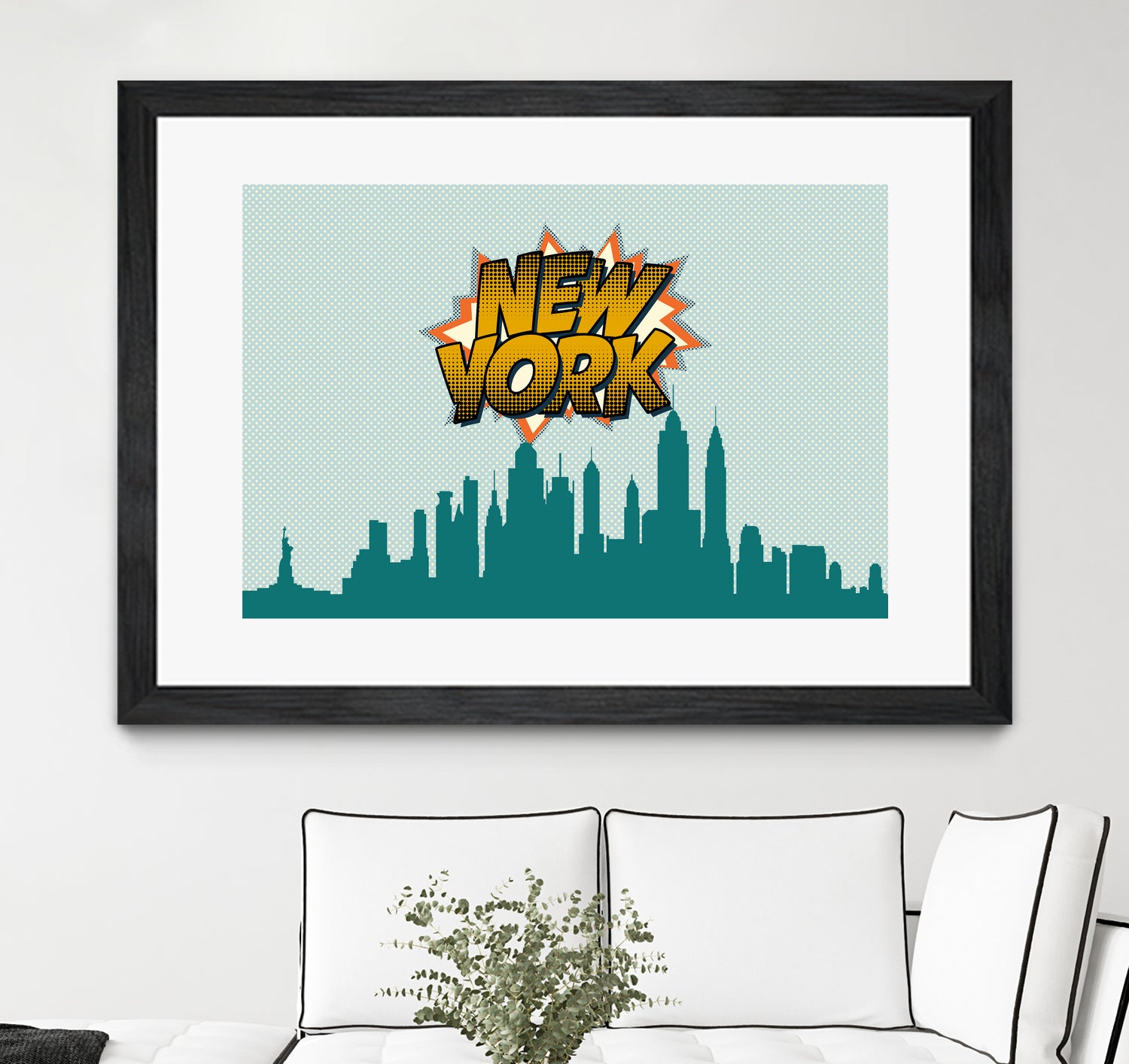 New York Pop Skyline by Octavian Mihai Mielu on GIANT ART - green digital drawing