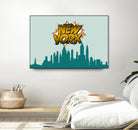 New York Pop Skyline by Octavian Mihai Mielu on GIANT ART - green digital drawing