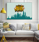 New York Pop Skyline by Octavian Mihai Mielu on GIANT ART - green digital drawing