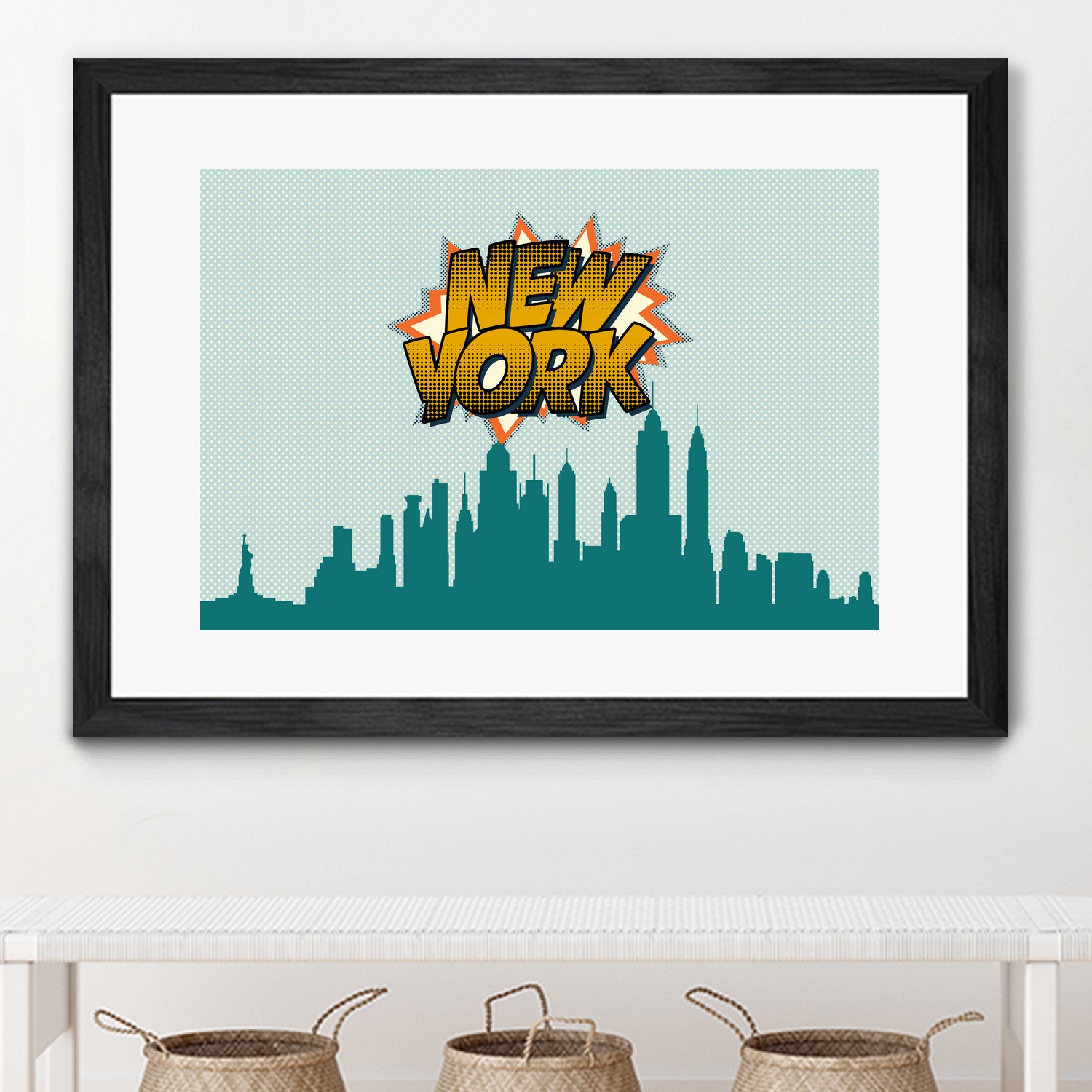 New York Pop Skyline by Octavian Mihai Mielu on GIANT ART - green digital drawing