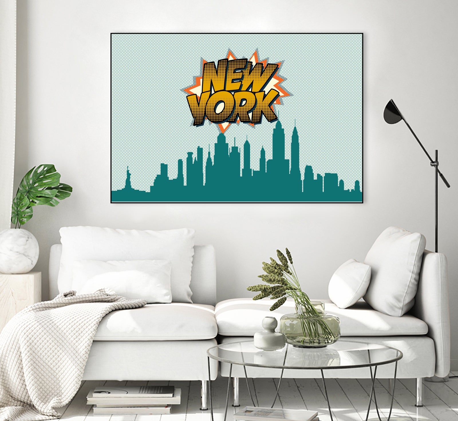 New York Pop Skyline by Octavian Mihai Mielu on GIANT ART - green digital drawing