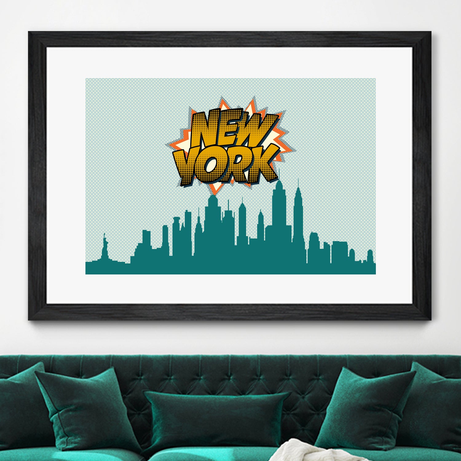 New York Pop Skyline by Octavian Mihai Mielu on GIANT ART - green digital drawing