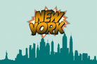 New York Pop Skyline by Octavian Mihai Mielu on GIANT ART - green digital drawing