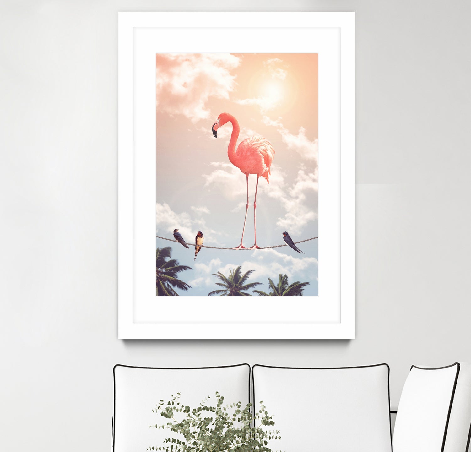 FLAMINGO & FRIENDS by Jonas Loose on GIANT ART - yellow photo manipulation