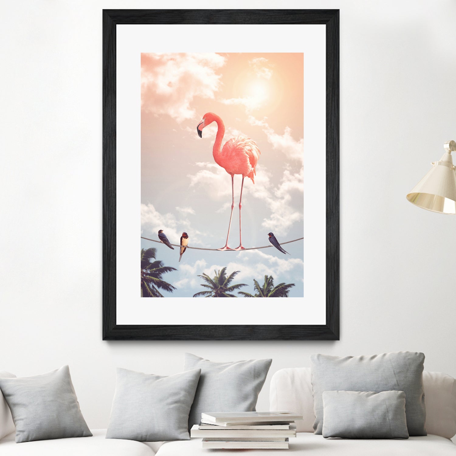 FLAMINGO & FRIENDS by Jonas Loose on GIANT ART - yellow photo manipulation