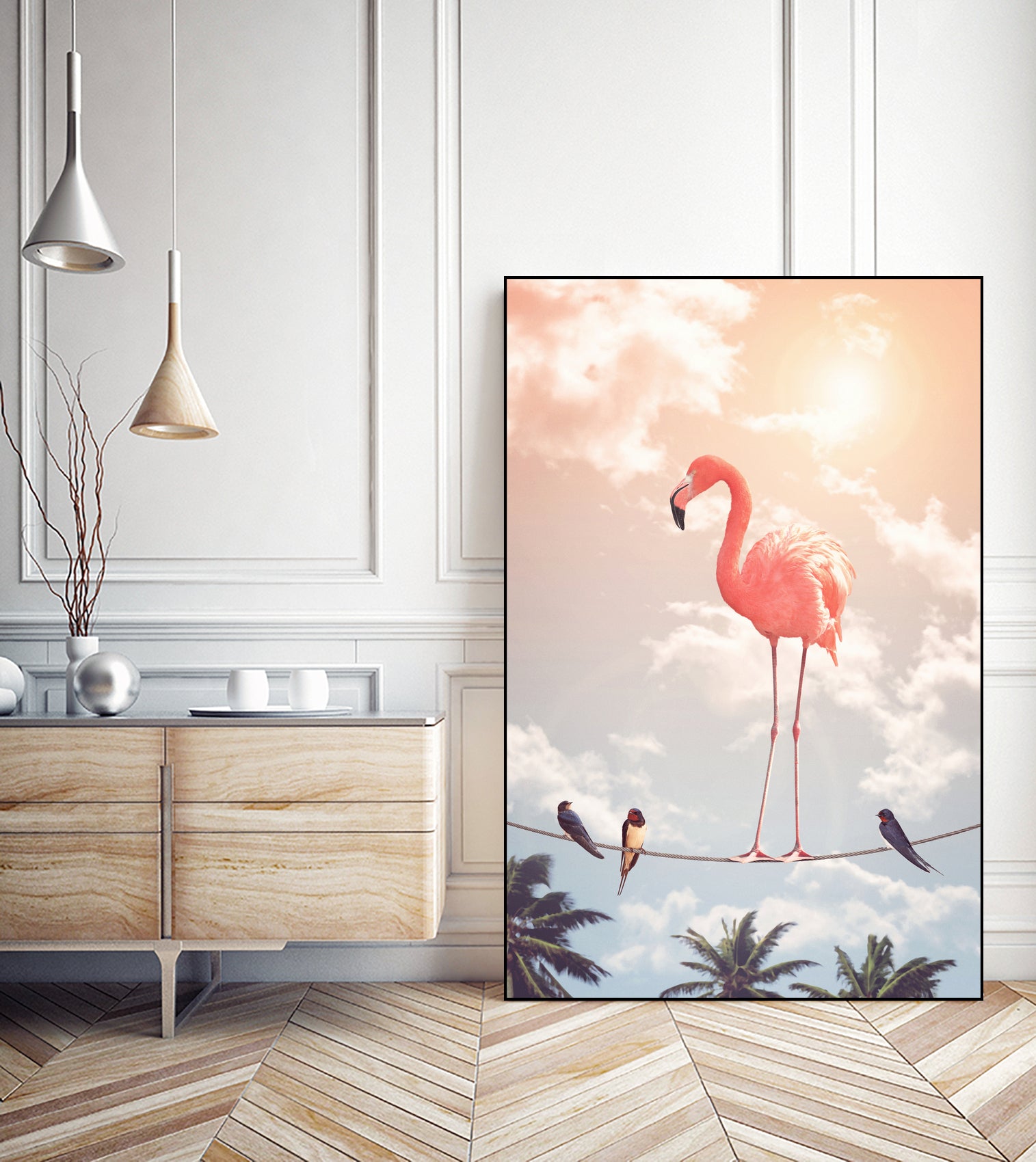 FLAMINGO & FRIENDS by Jonas Loose on GIANT ART - yellow photo manipulation