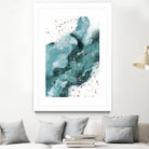 Watercolor meets Glitter - Turquoise Rose Gold - No 1 by Anastasia Sawall on GIANT ART - blue digital painting