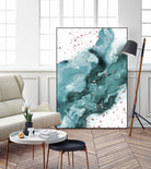 Watercolor meets Glitter - Turquoise Rose Gold - No 1 by Anastasia Sawall on GIANT ART - blue digital painting