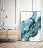 Watercolor meets Glitter - Turquoise Rose Gold - No 1 by Anastasia Sawall on GIANT ART - blue digital painting