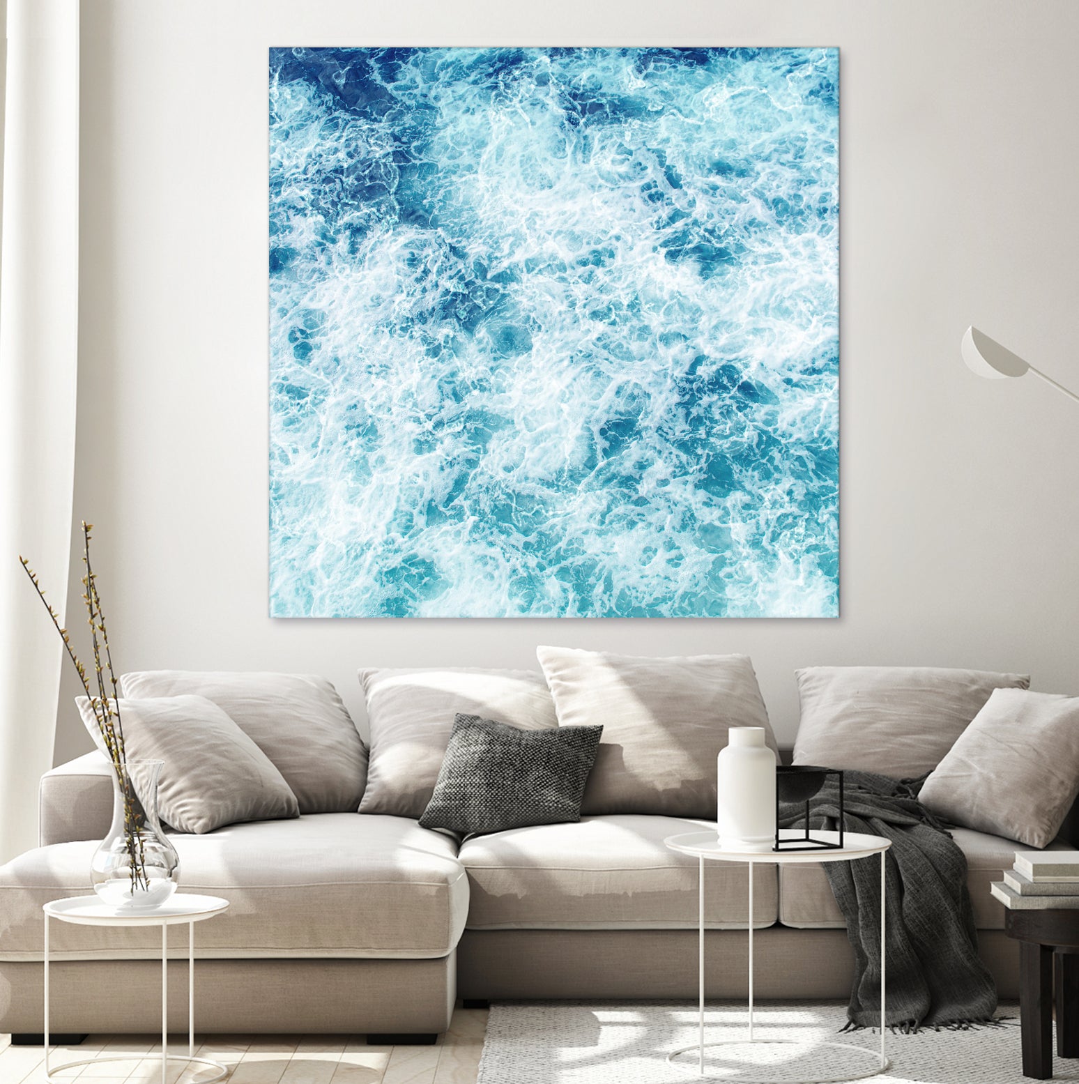 Sea ocean waves blue white by Julia Zayceva on GIANT ART - blue mixed media