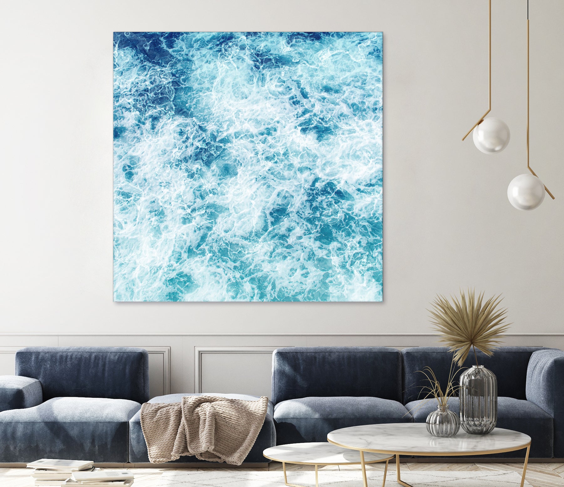 Sea ocean waves blue white by Julia Zayceva on GIANT ART - blue mixed media