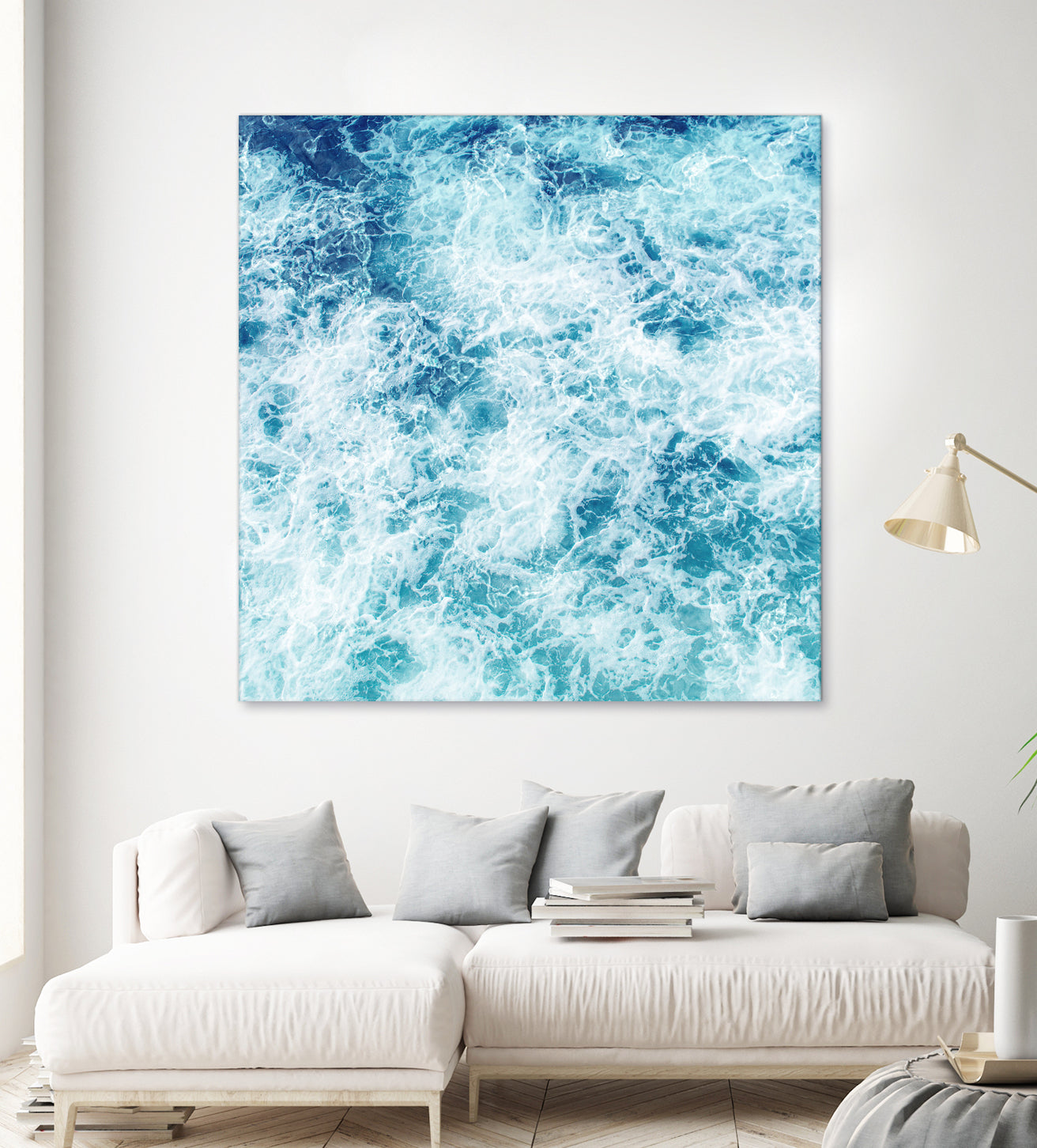 Sea ocean waves blue white by Julia Zayceva on GIANT ART - blue mixed media