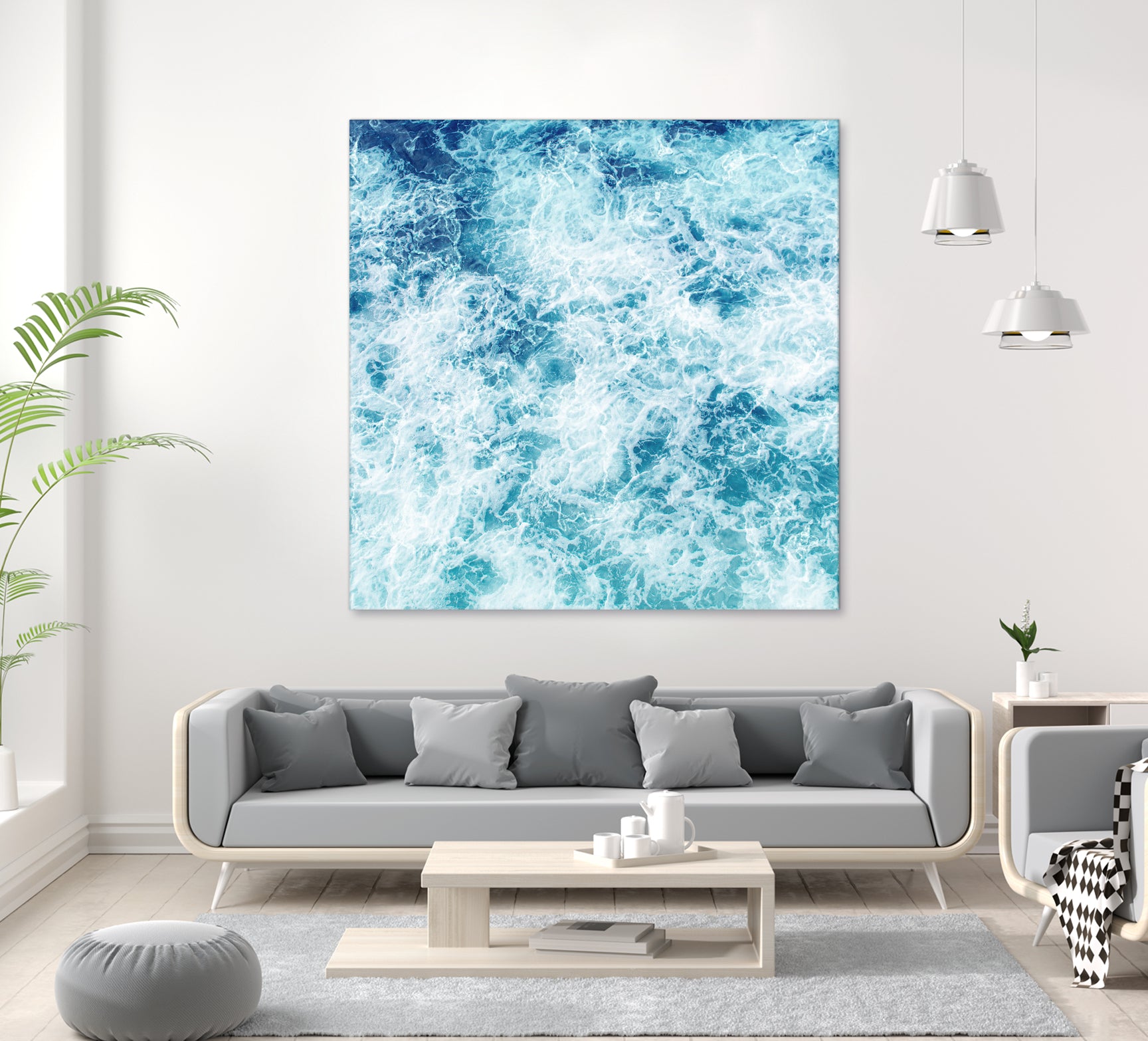 Sea ocean waves blue white by Julia Zayceva on GIANT ART - blue mixed media