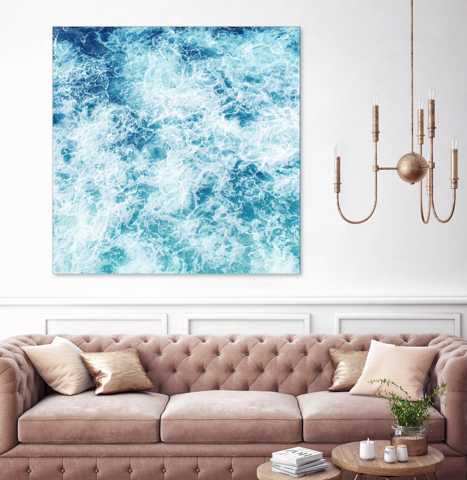 Sea ocean waves blue white by Julia Zayceva on GIANT ART - blue mixed media