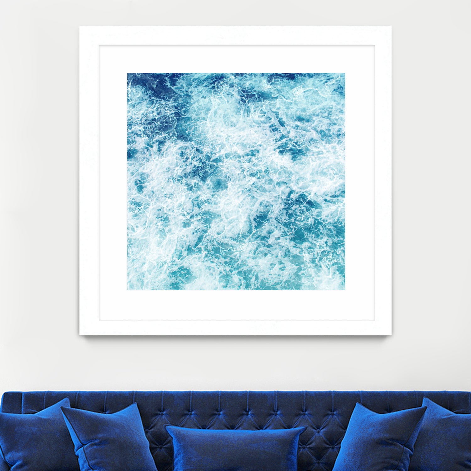 Sea ocean waves blue white by Julia Zayceva on GIANT ART - blue mixed media