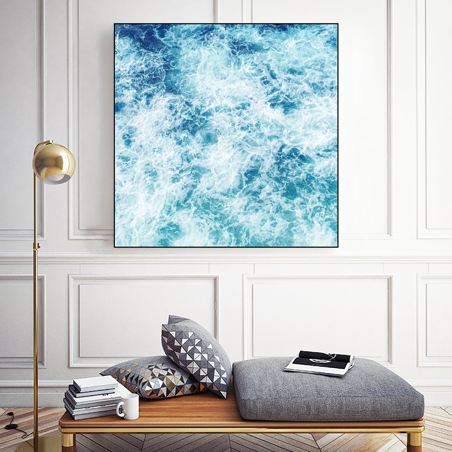 Sea ocean waves blue white by Julia Zayceva on GIANT ART - blue mixed media