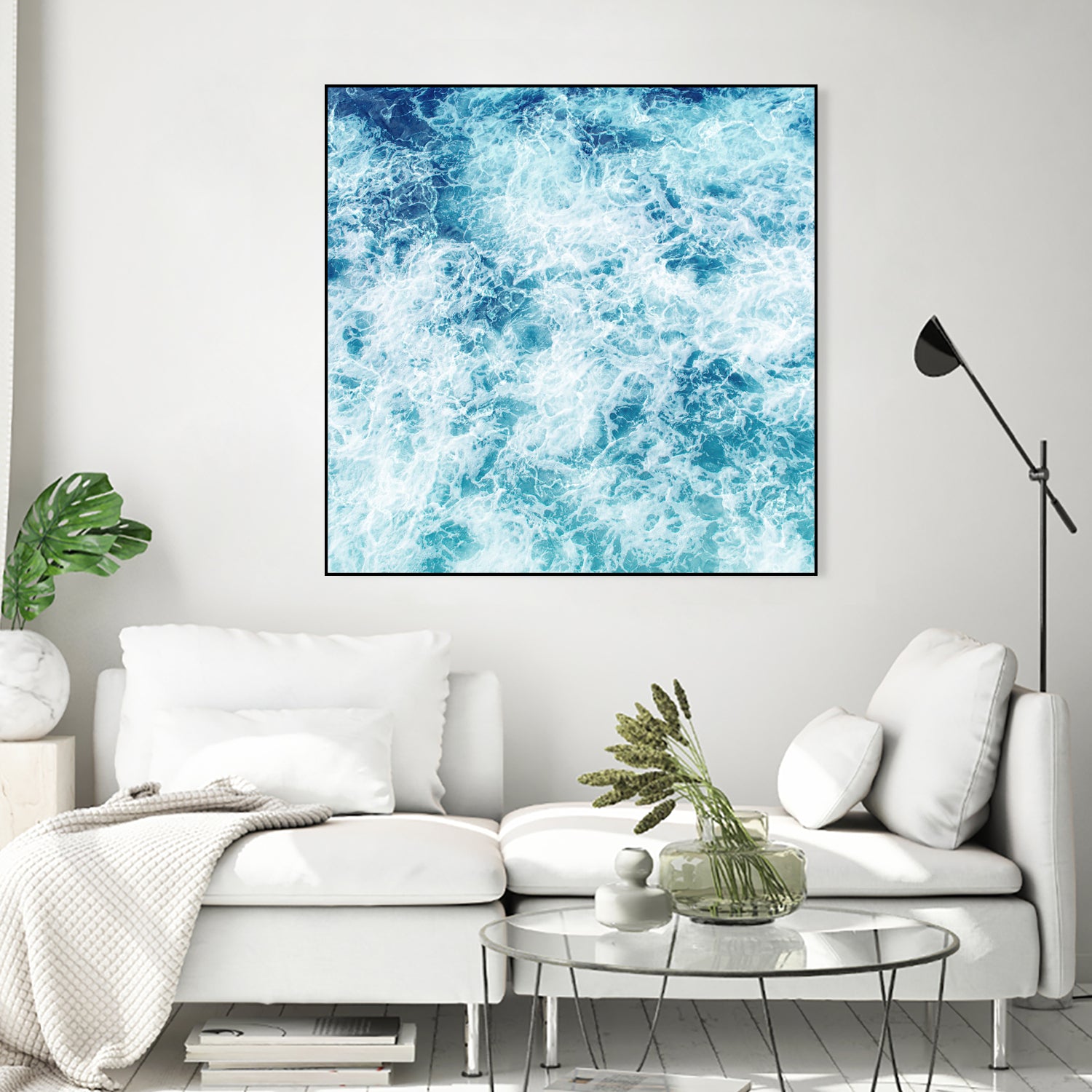 Sea ocean waves blue white by Julia Zayceva on GIANT ART - blue mixed media