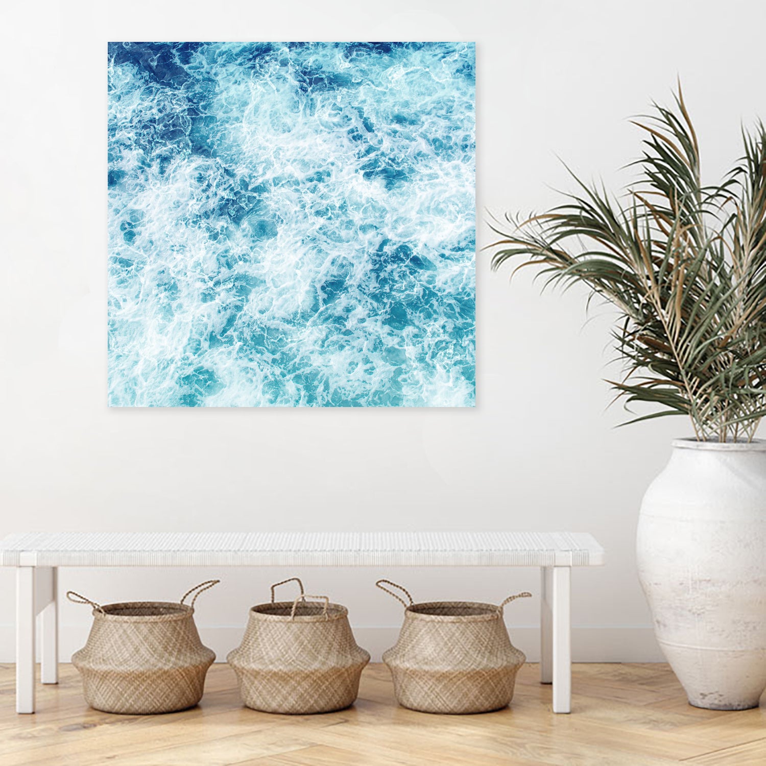 Sea ocean waves blue white by Julia Zayceva on GIANT ART - blue mixed media
