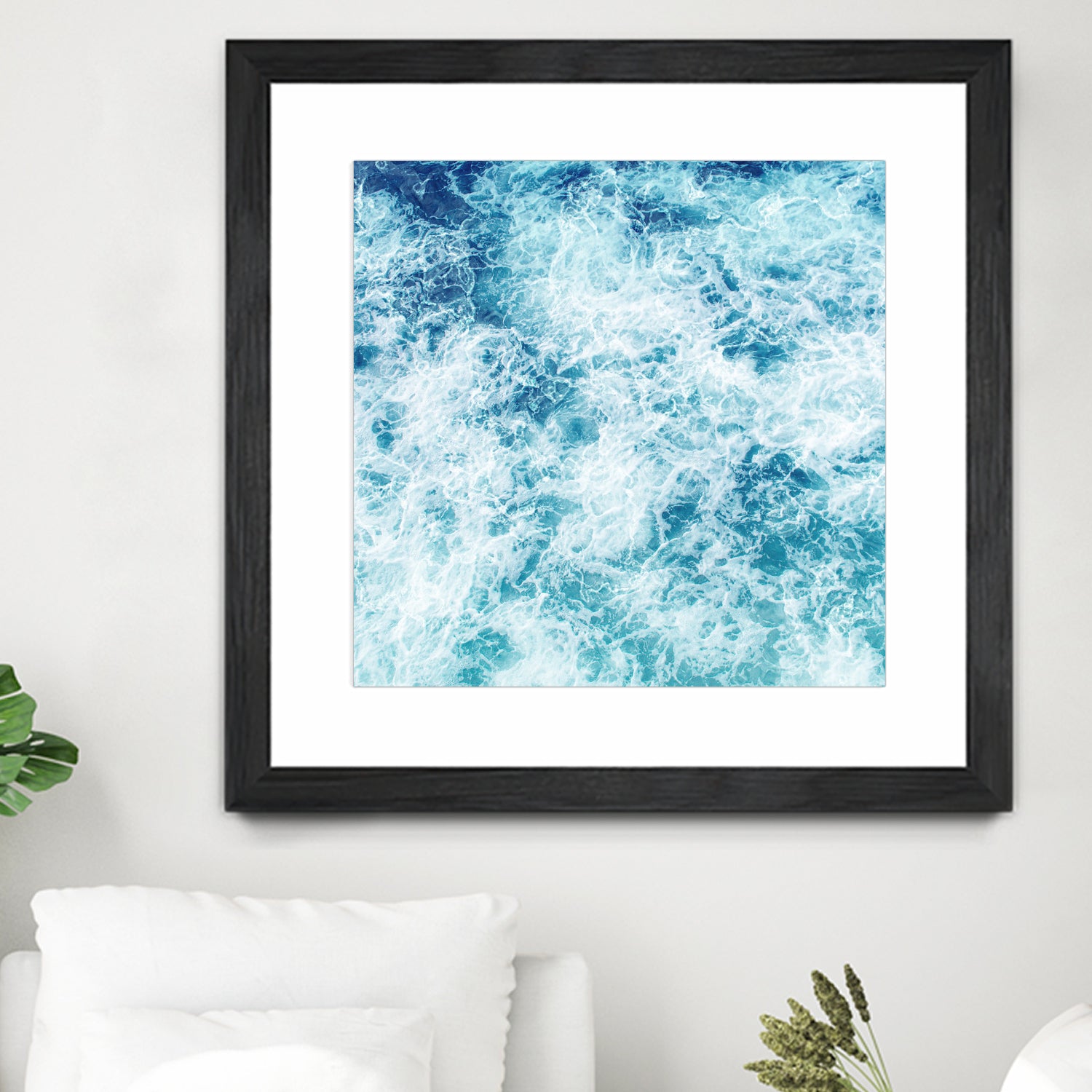 Sea ocean waves blue white by Julia Zayceva on GIANT ART - blue mixed media