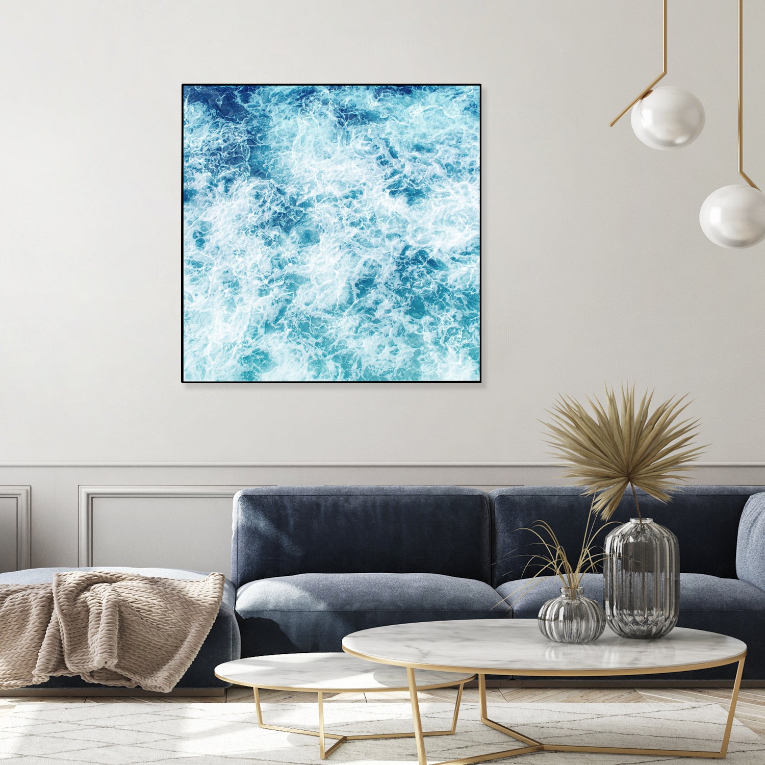 Sea ocean waves blue white by Julia Zayceva on GIANT ART - blue mixed media