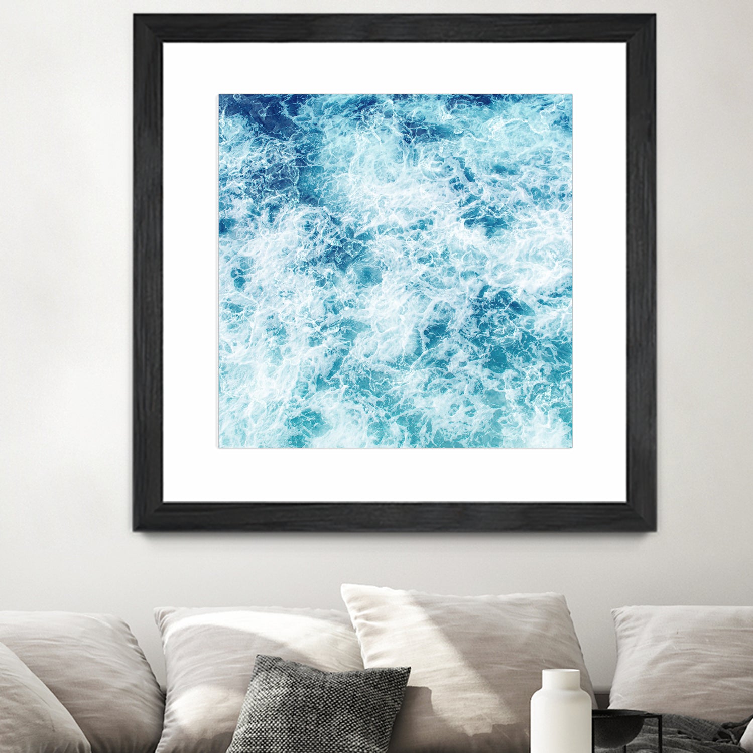 Sea ocean waves blue white by Julia Zayceva on GIANT ART - blue mixed media