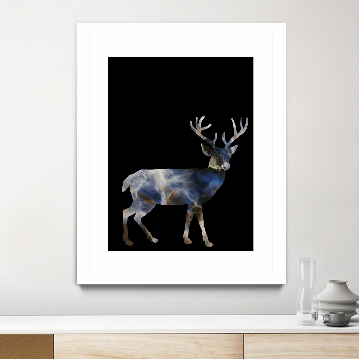 Marble Deer by Gamze Genc Celik on GIANT ART - blue vector illustration