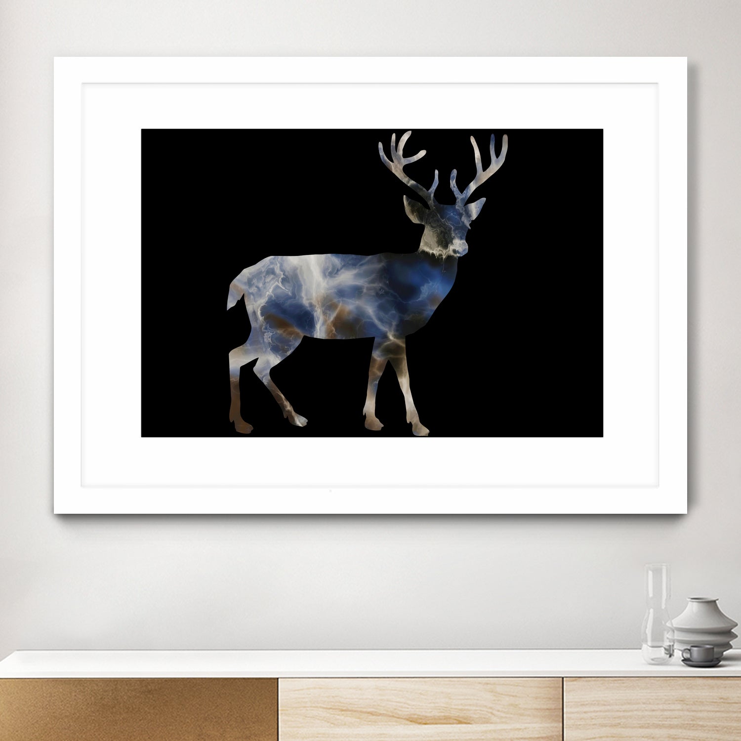 Marble Deer by Gamze Genc Celik on GIANT ART - blue vector illustration