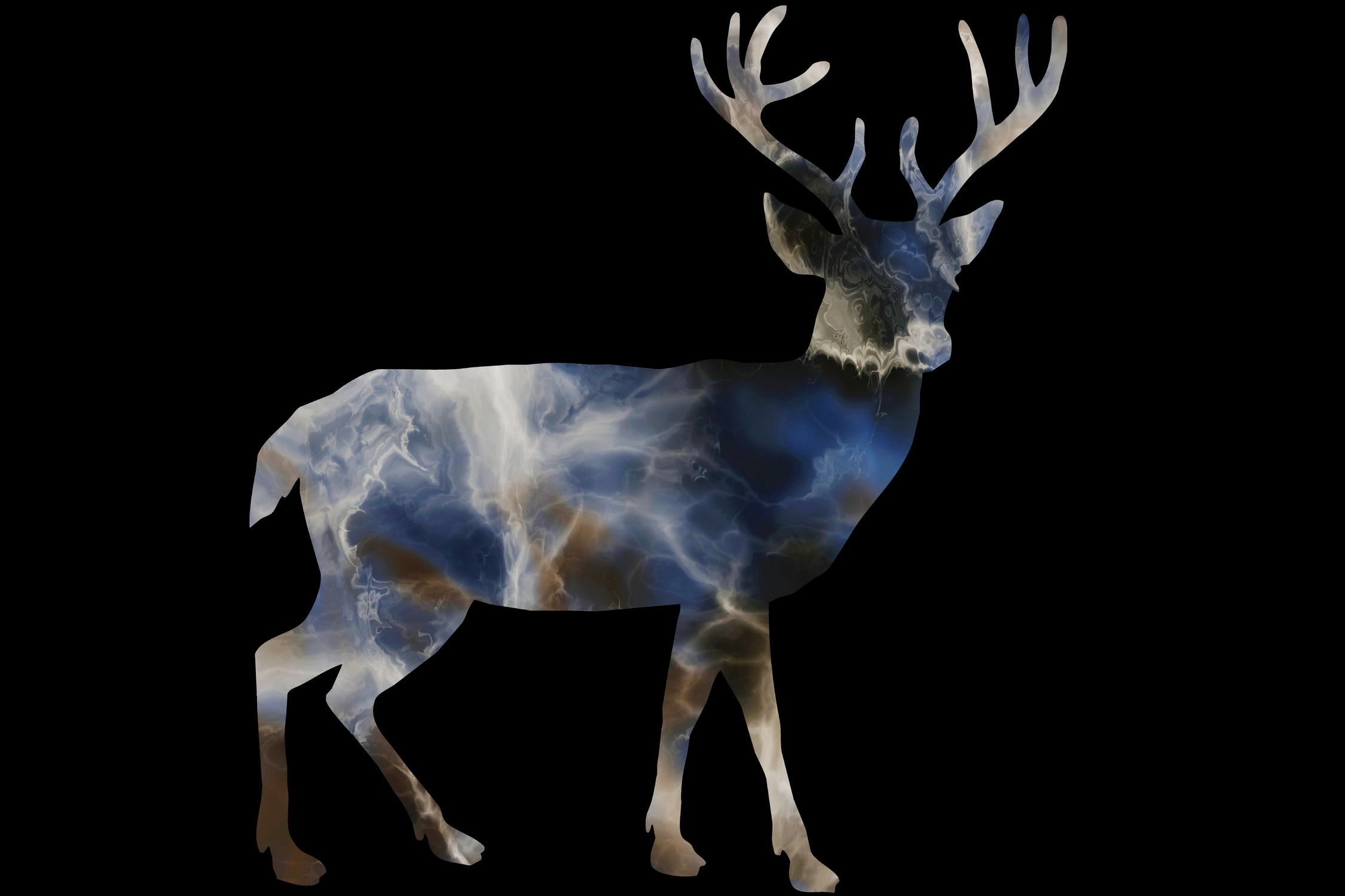 Marble Deer by Gamze Genc Celik on GIANT ART - blue vector illustration