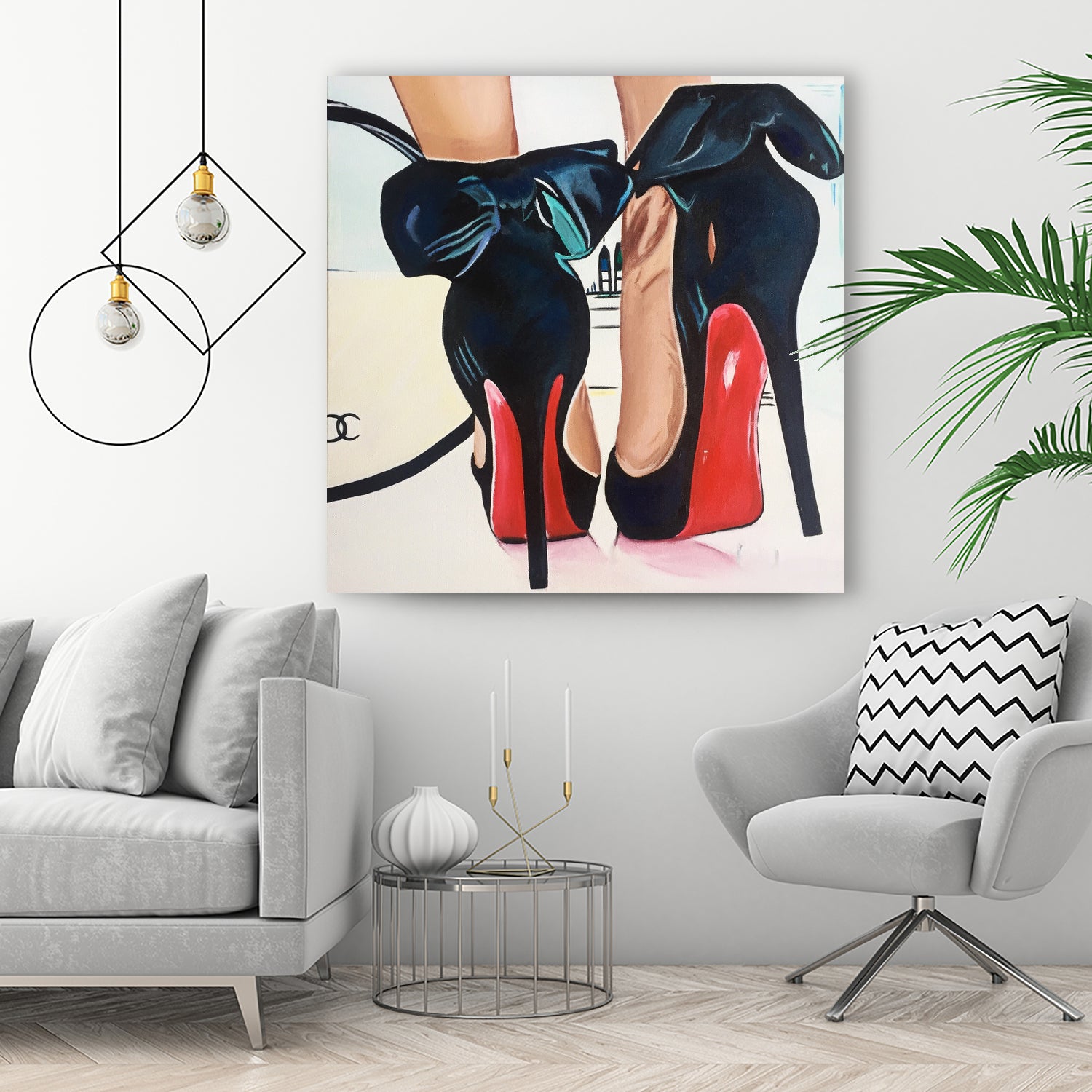 Date Night High Heels by Karim Aboud on GIANT ART - red mixed media