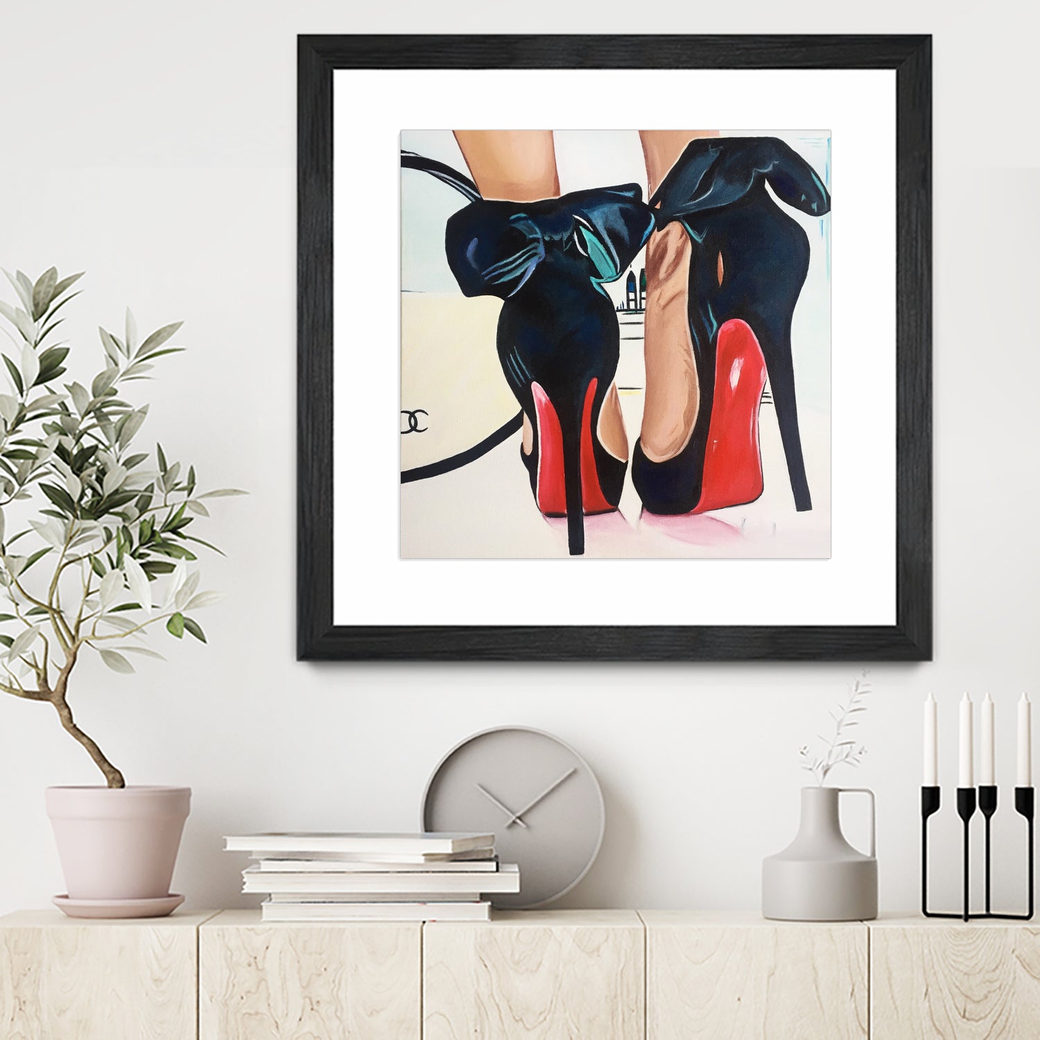 Date Night High Heels by Karim Aboud on GIANT ART - red mixed media