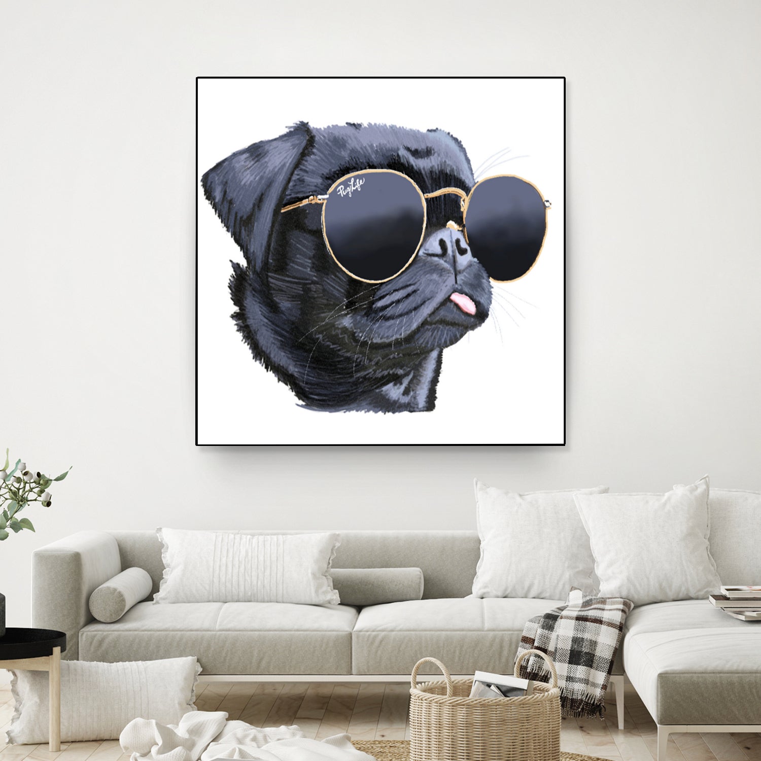 Pug Life by Karim Aboud on GIANT ART - black digital painting