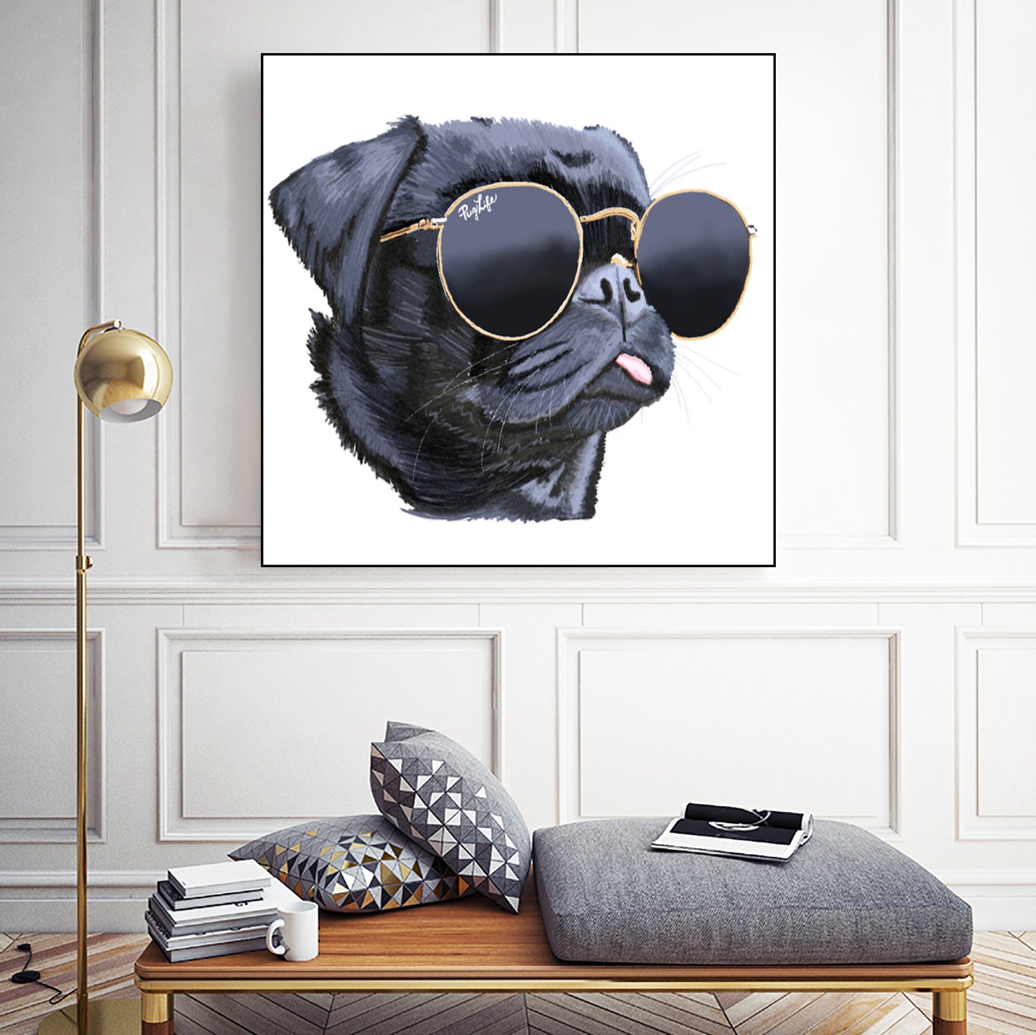 Pug Life by Karim Aboud on GIANT ART - black digital painting