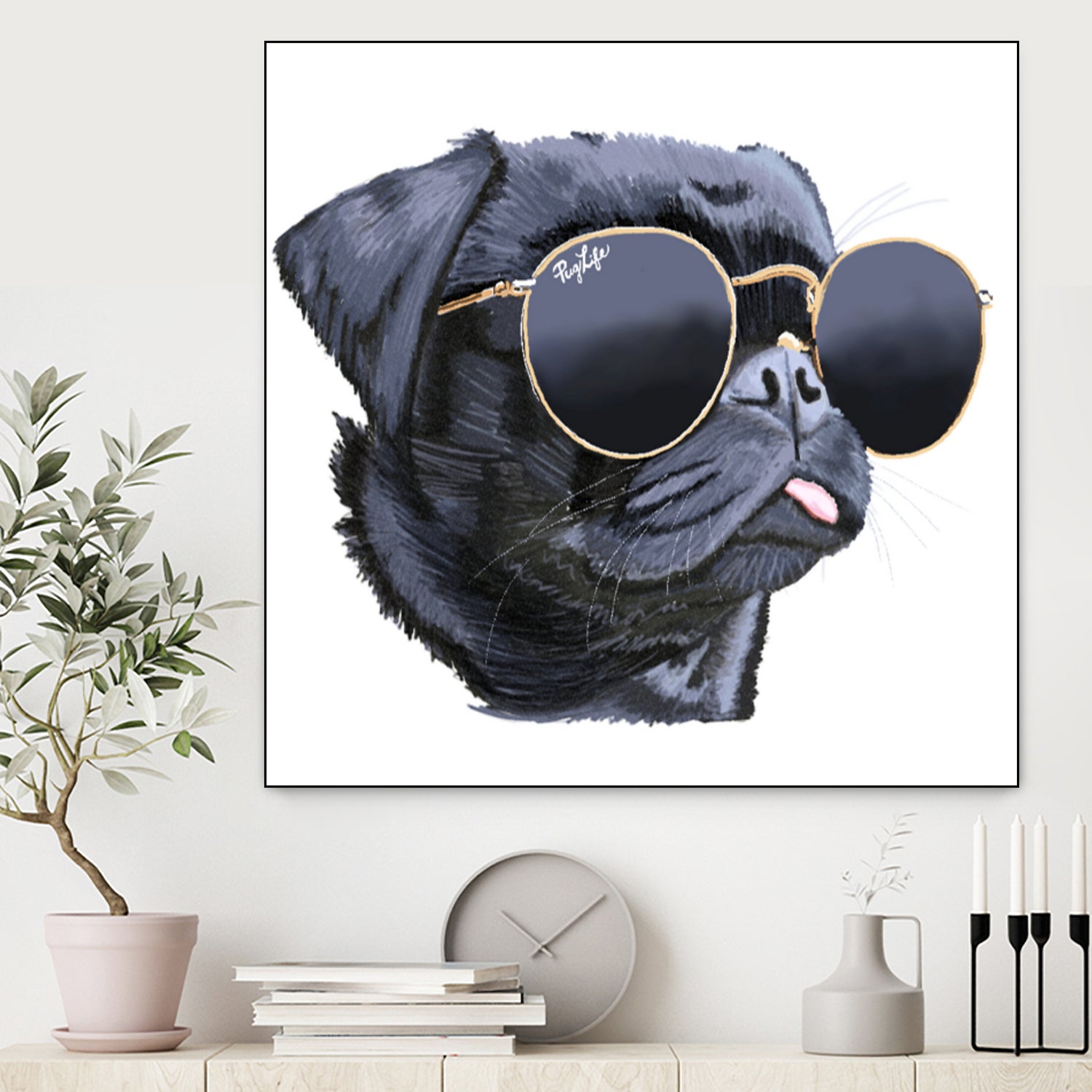 Pug Life by Karim Aboud on GIANT ART - black digital painting