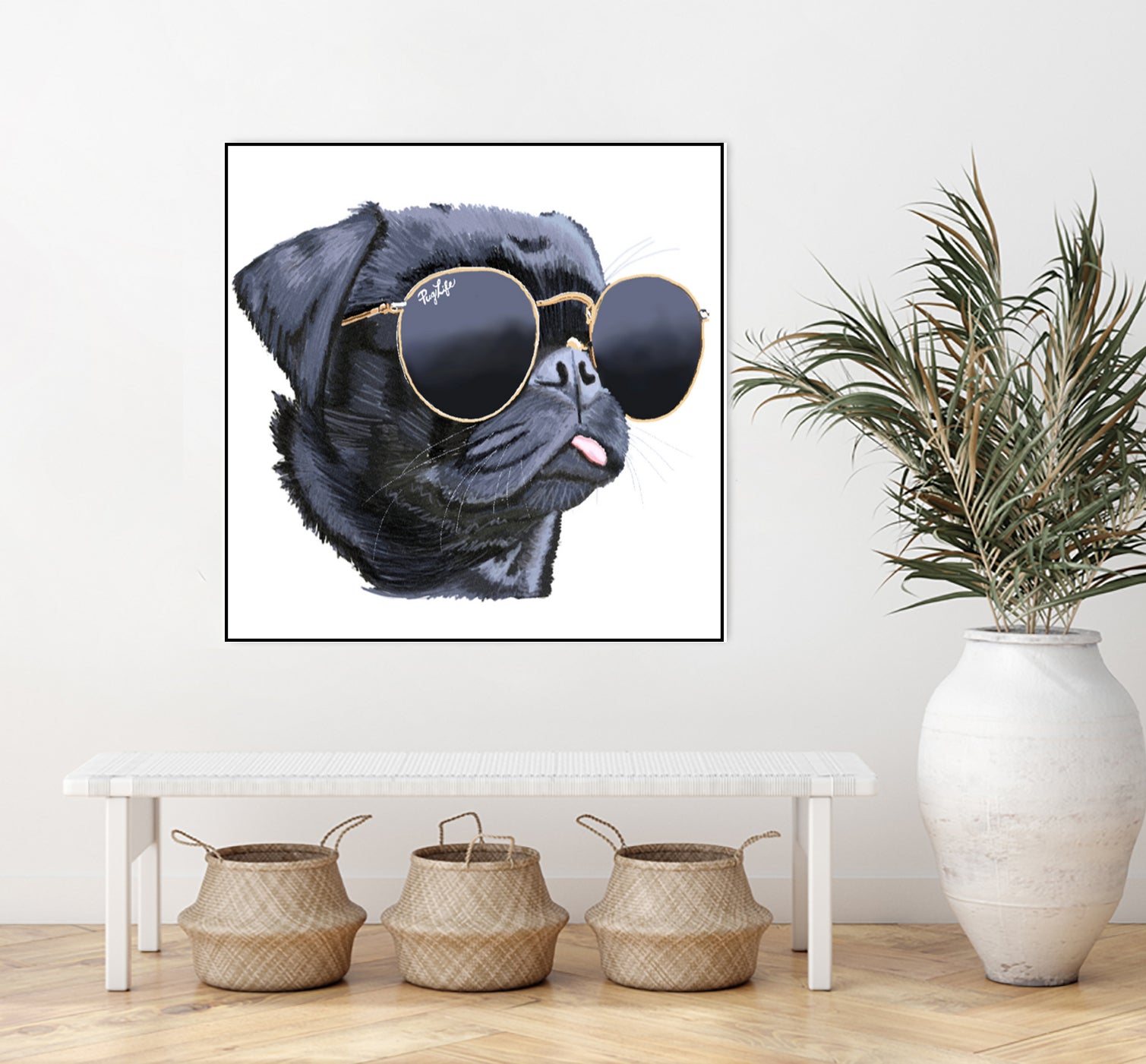 Pug Life by Karim Aboud on GIANT ART - black digital painting