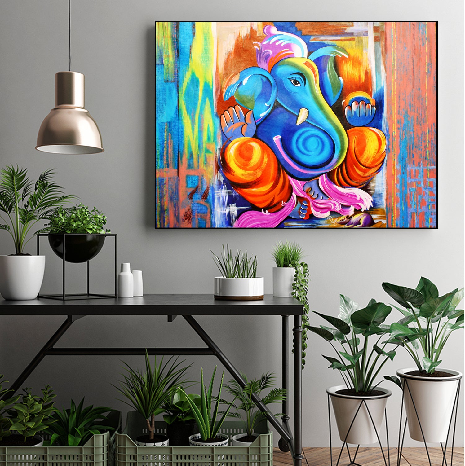 Ganesh Abstract by Rupa Prakash on GIANT ART - blue 3d art