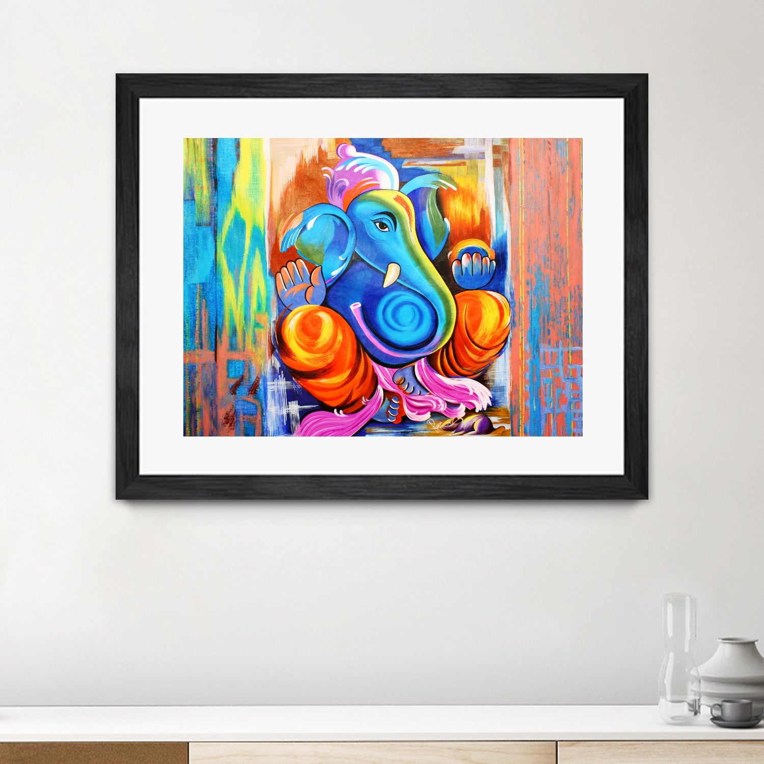 Ganesh Abstract by Rupa Prakash on GIANT ART - blue 3d art