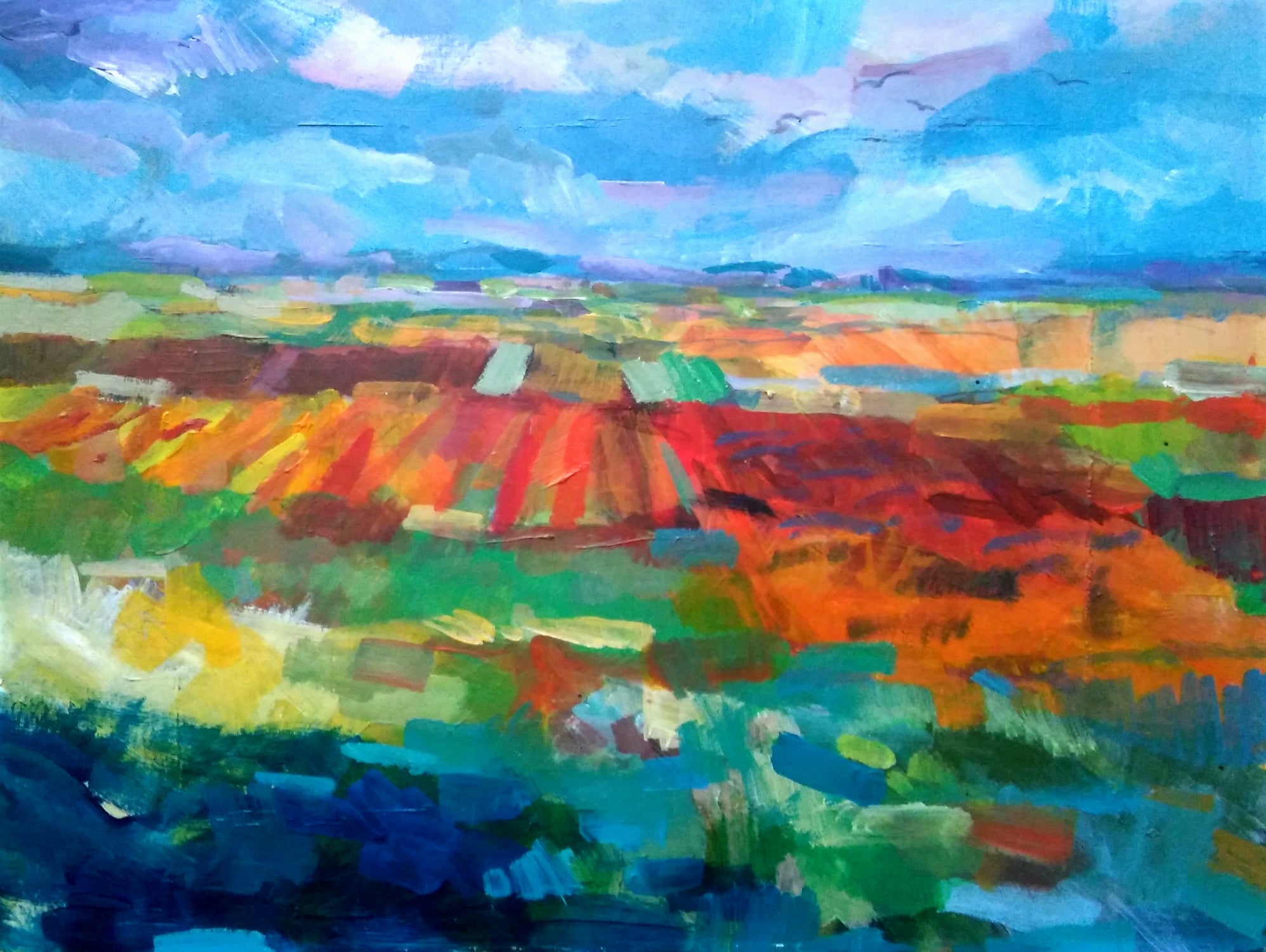 Fields by Aleksandar Stankovic on GIANT ART - orange mixed media