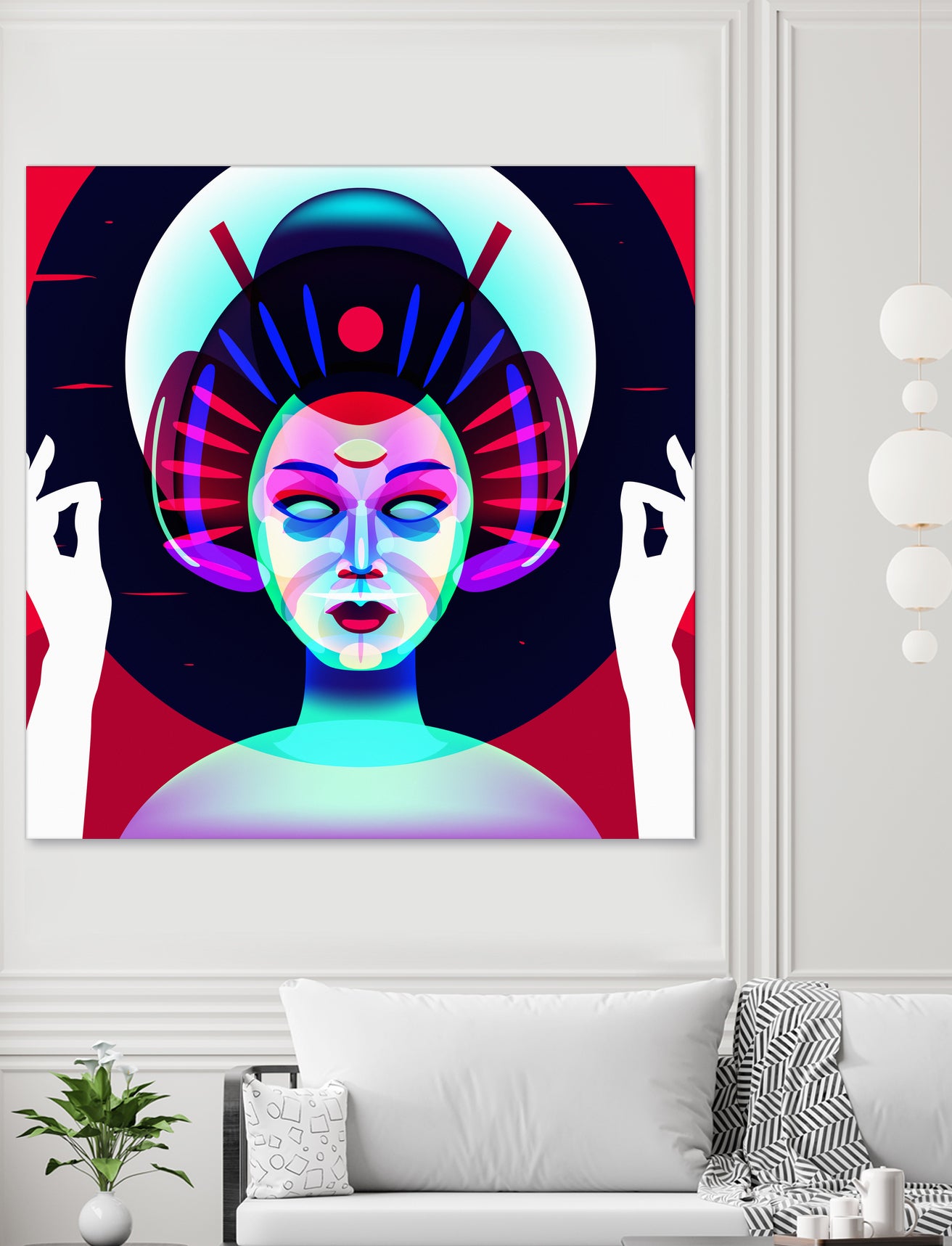 cybergeisha by Ilya Shapko on GIANT ART - fuchsia vector illustration