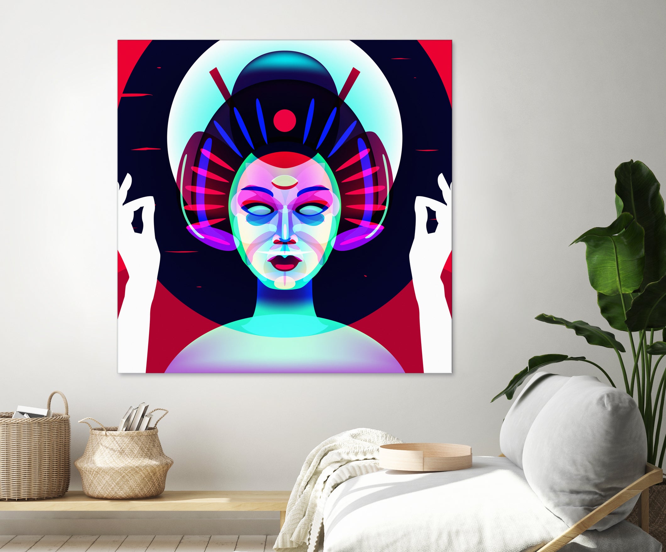 cybergeisha by Ilya Shapko on GIANT ART - fuchsia vector illustration