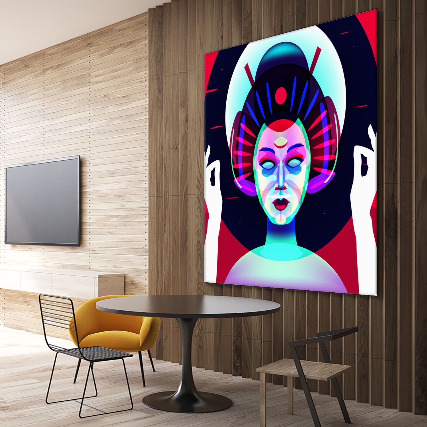 cybergeisha by Ilya Shapko on GIANT ART - fuchsia vector illustration