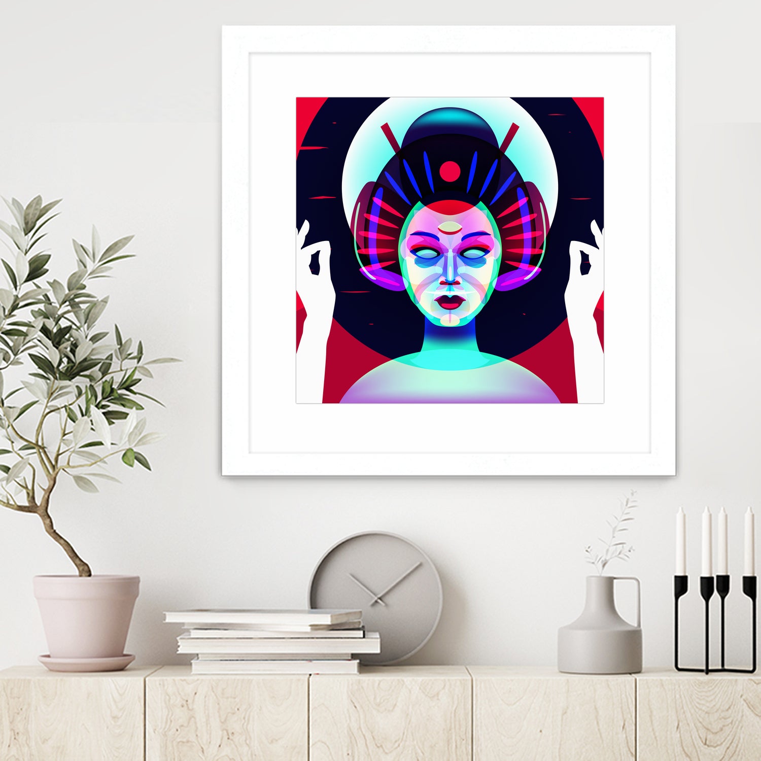 cybergeisha by Ilya Shapko on GIANT ART - fuchsia vector illustration