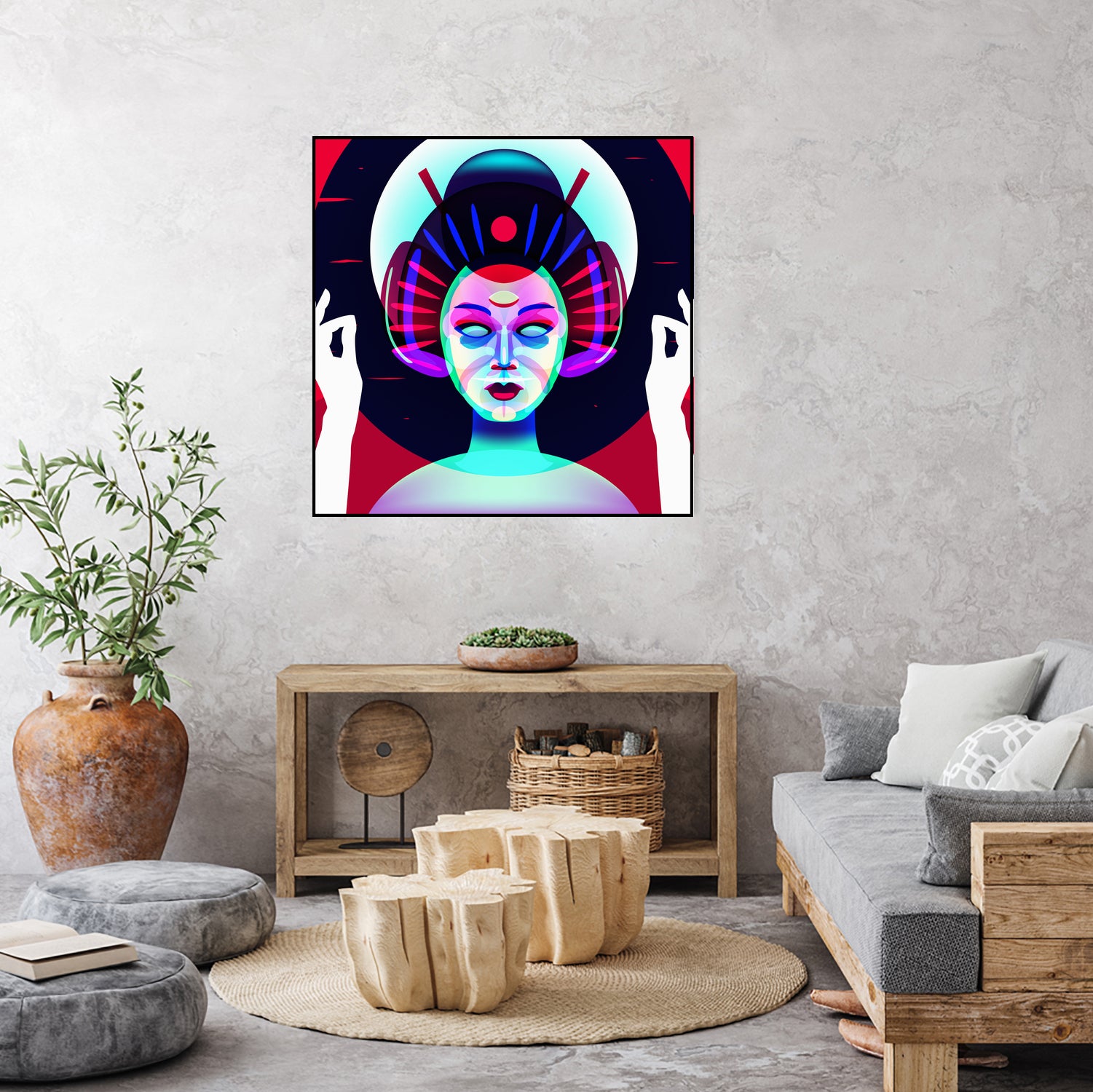 cybergeisha by Ilya Shapko on GIANT ART - fuchsia vector illustration