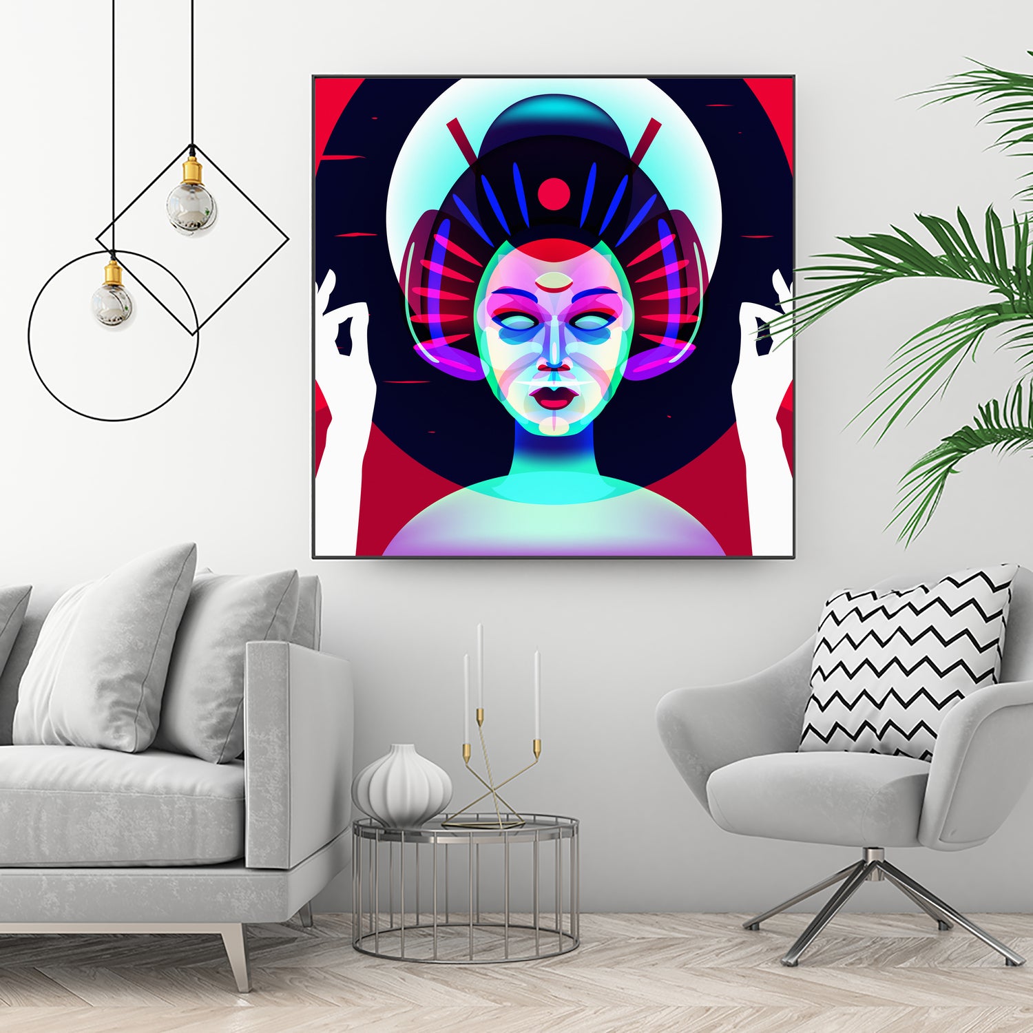 cybergeisha by Ilya Shapko on GIANT ART - fuchsia vector illustration