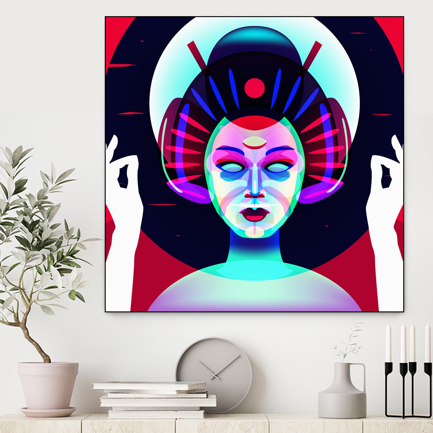 cybergeisha by Ilya Shapko on GIANT ART - fuchsia vector illustration