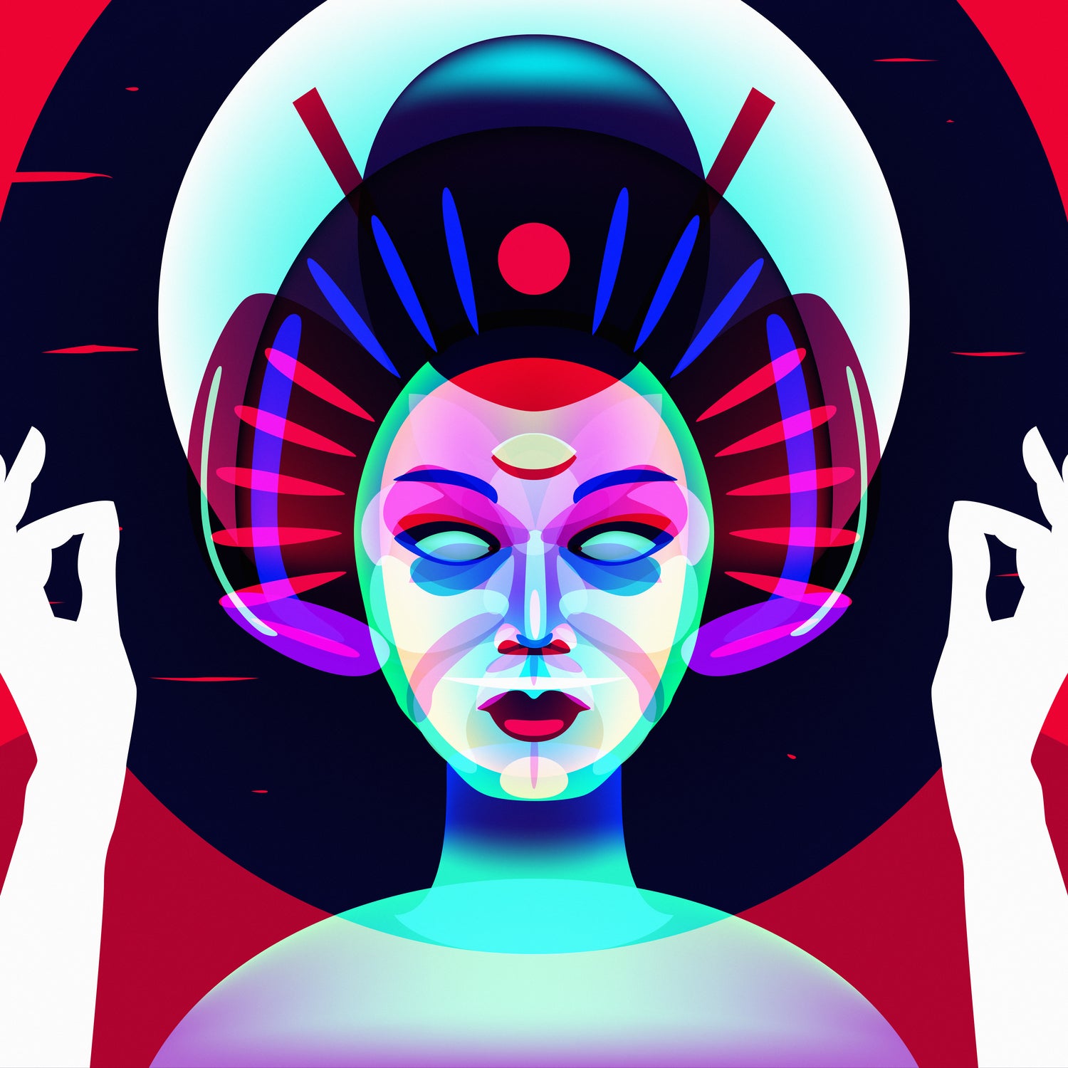 cybergeisha by Ilya Shapko on GIANT ART - fuchsia vector illustration