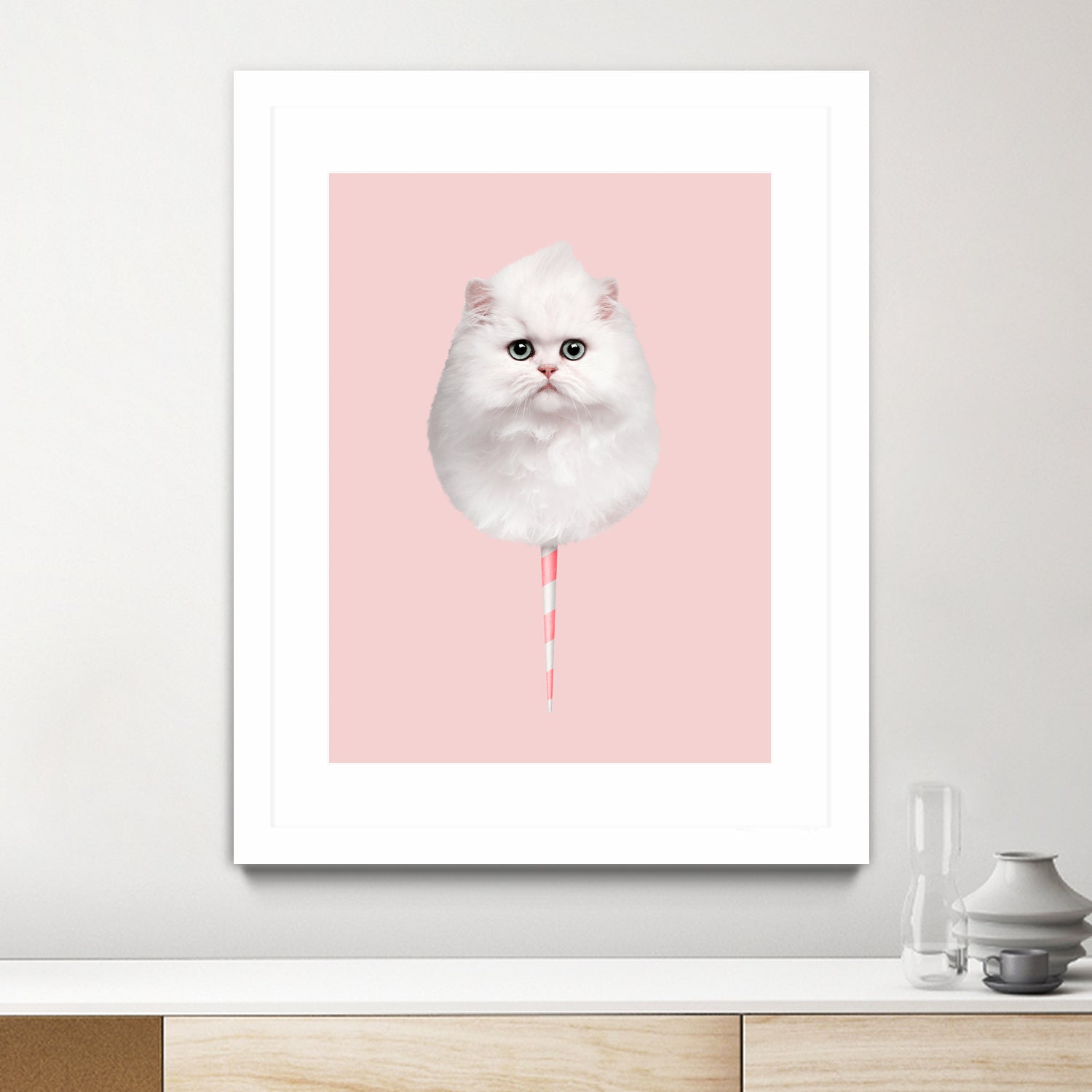 COTTON CANDY CAT by Jonas Loose on GIANT ART - pink photo manipulation