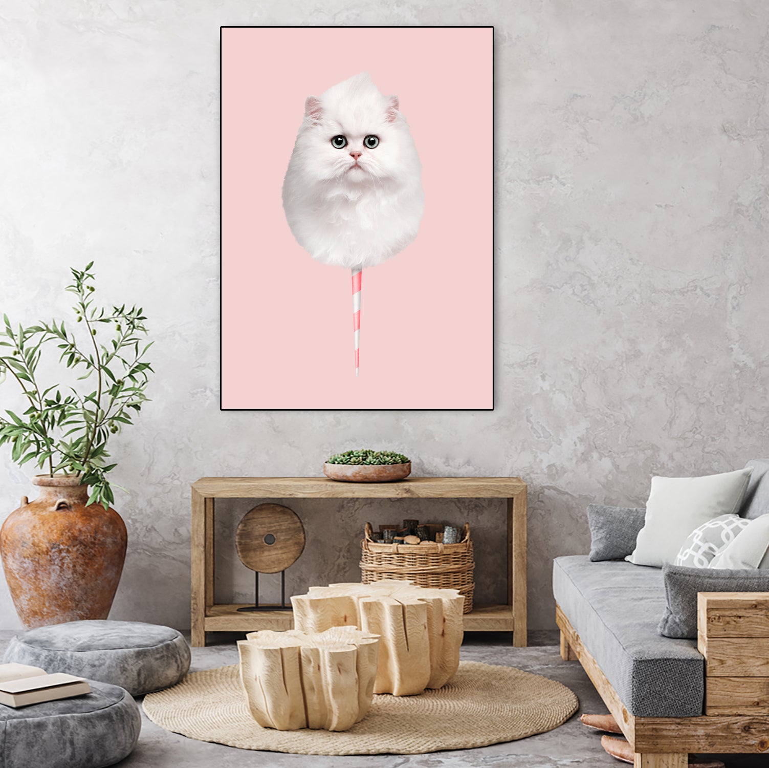 COTTON CANDY CAT by Jonas Loose on GIANT ART - pink photo manipulation