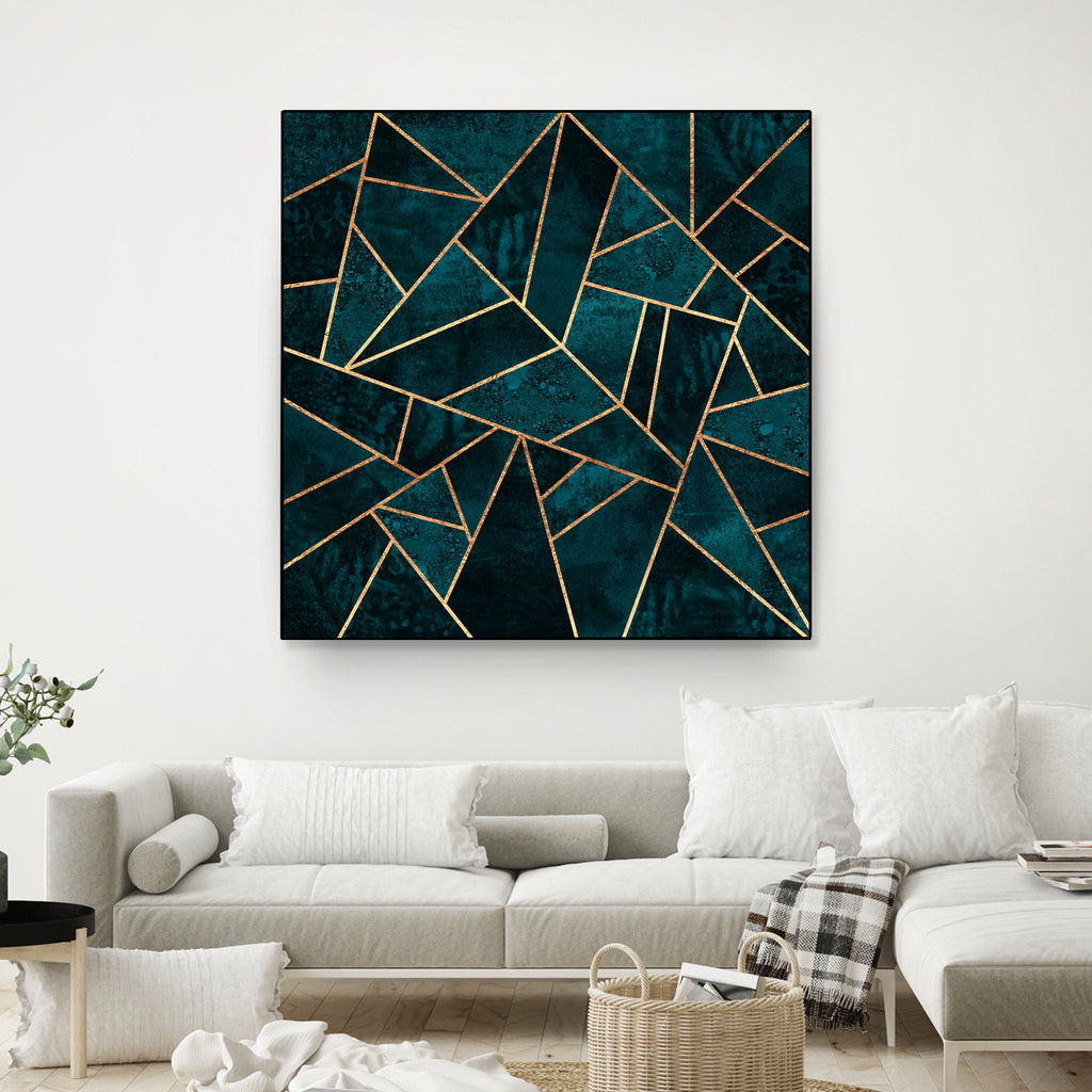 Deep Teal Stone by Elisabeth Fredriksson on GIANT ART - blue digital drawing