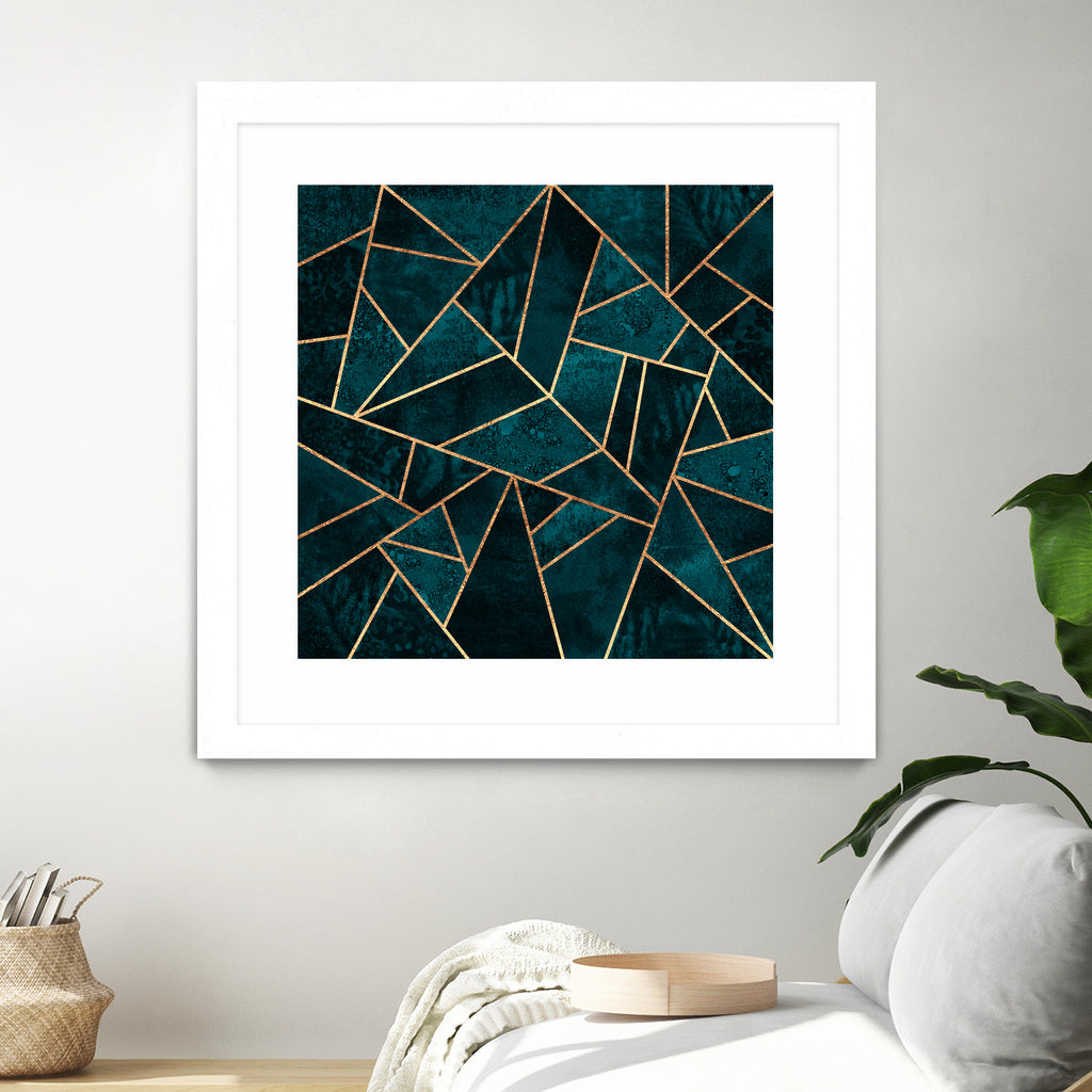 Deep Teal Stone by Elisabeth Fredriksson on GIANT ART - blue digital drawing