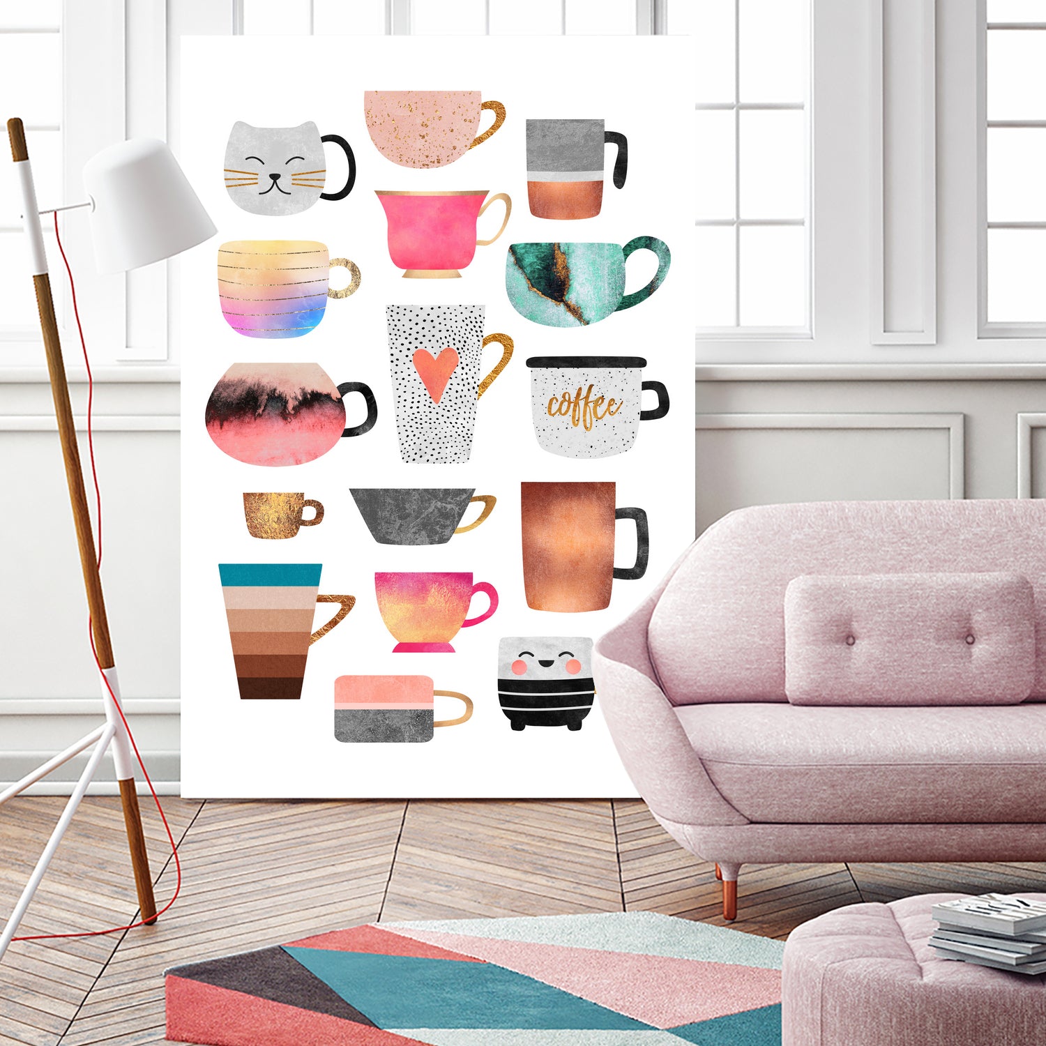 Coffee Cup Collection by Elisabeth Fredriksson on GIANT ART - white digital drawing